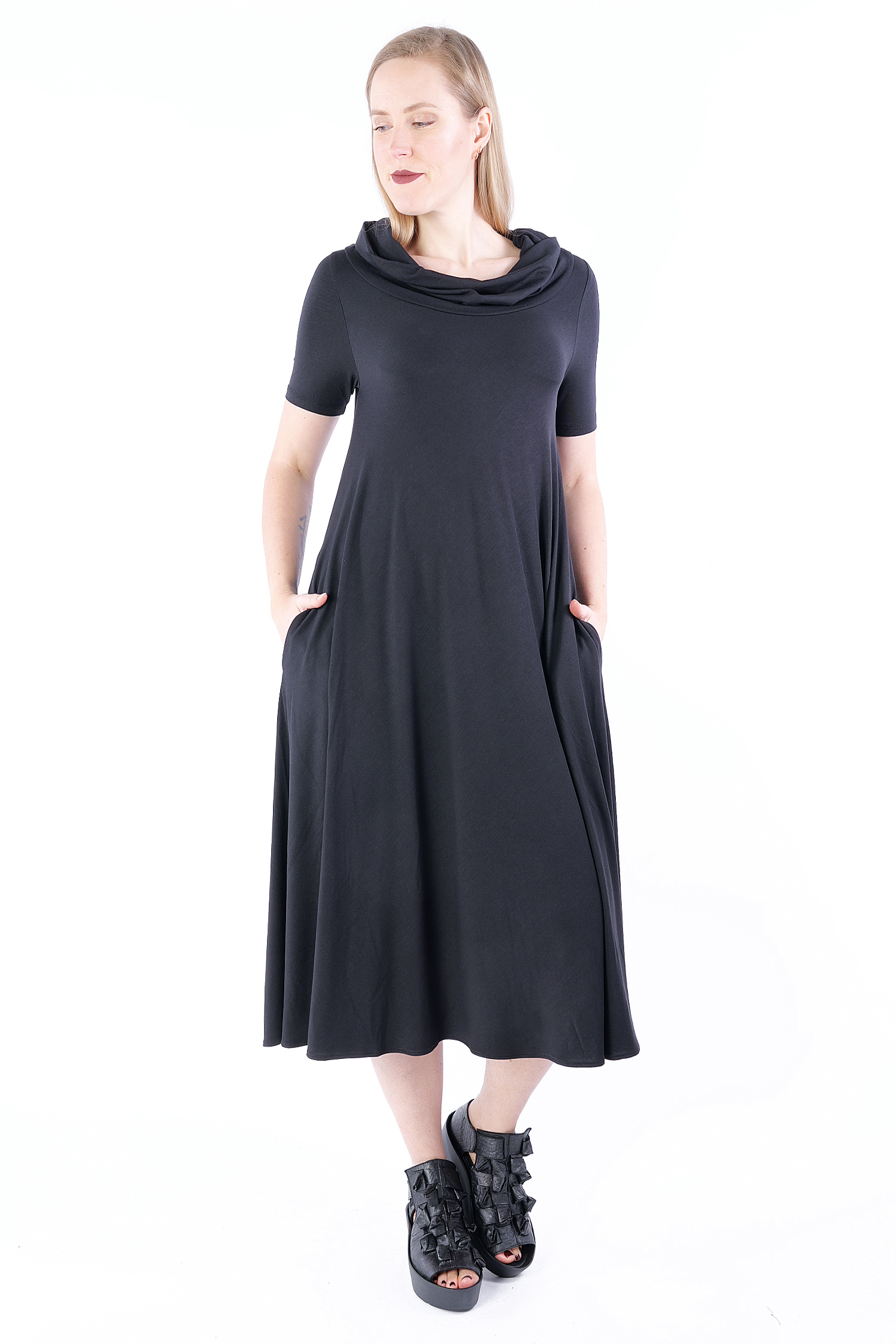 Tulip jersey dress - black - S25-01