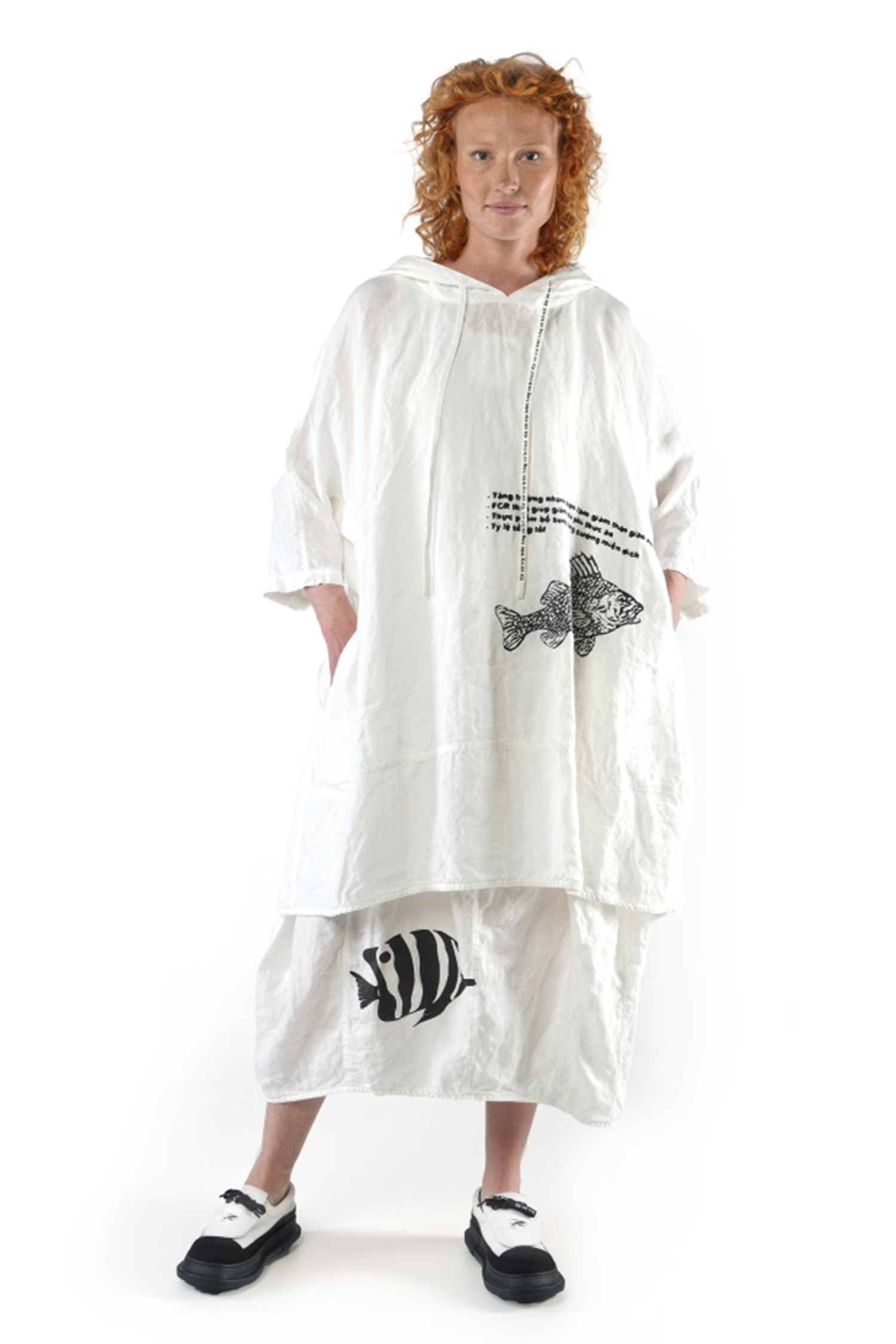 Linen tunic - 1253240903 - white print