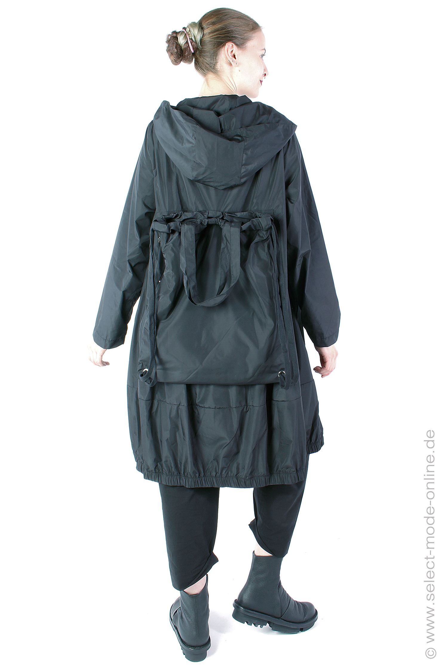 Oversize rain coat - Black - 8038