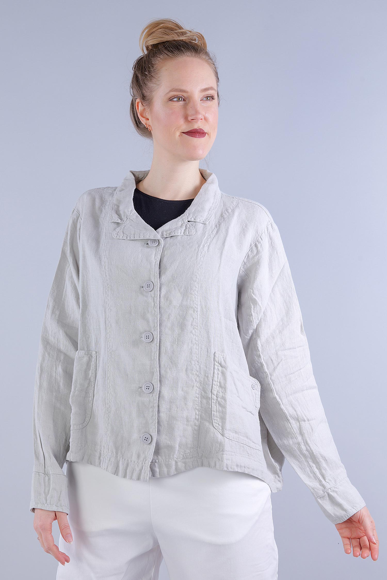 Short linen jacket - 1253541110 - grey