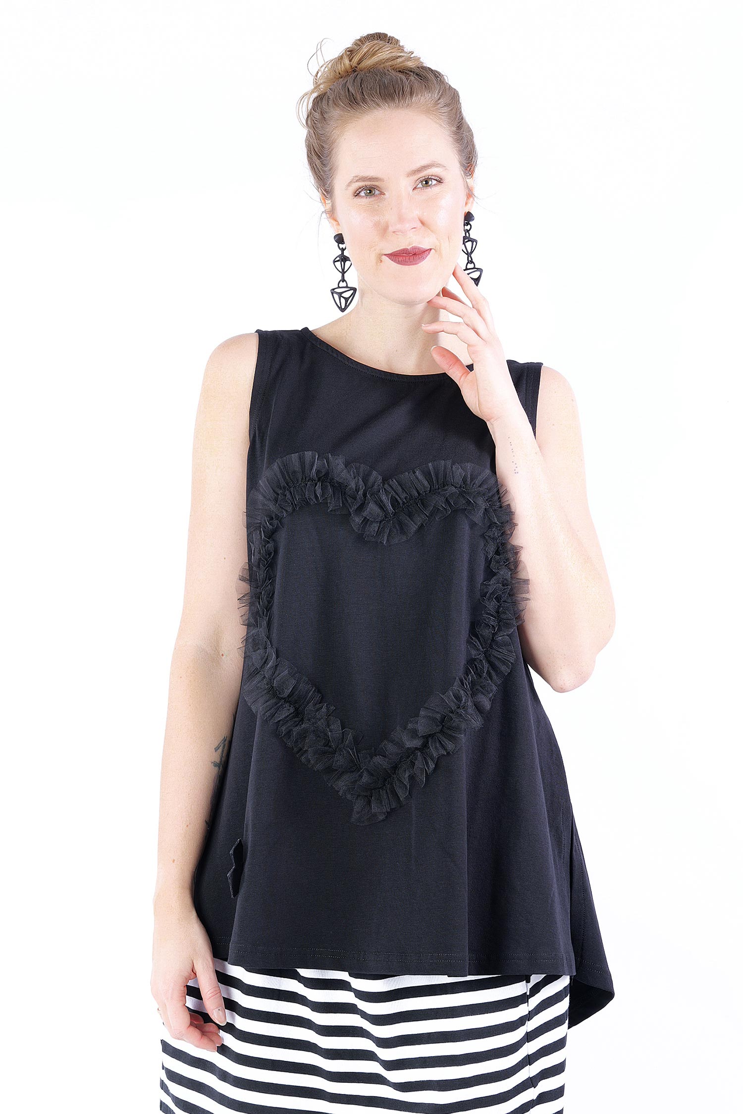 Top with heart - Black - 5066