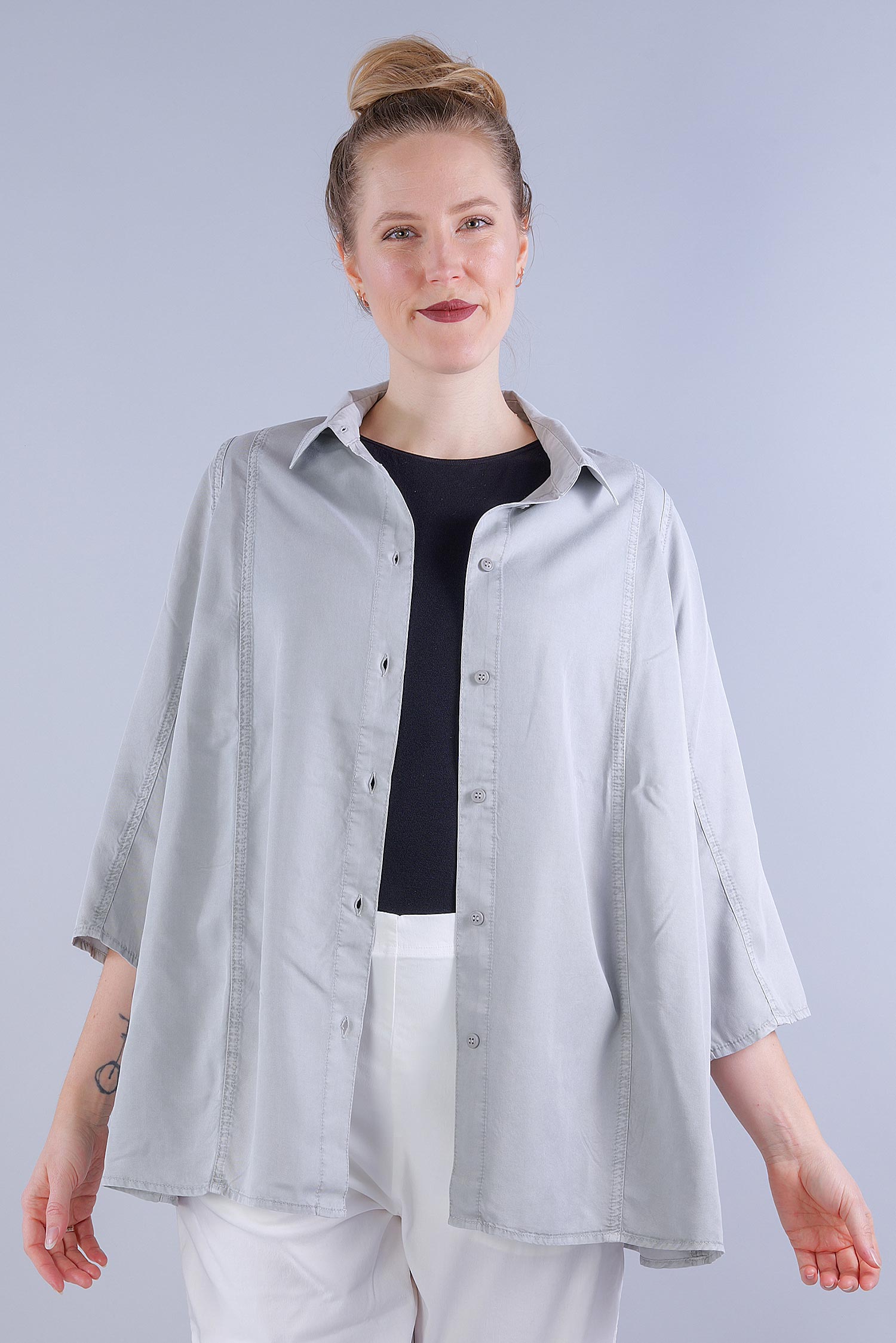 Oversize Bluse - 1253200405 - grey pigment