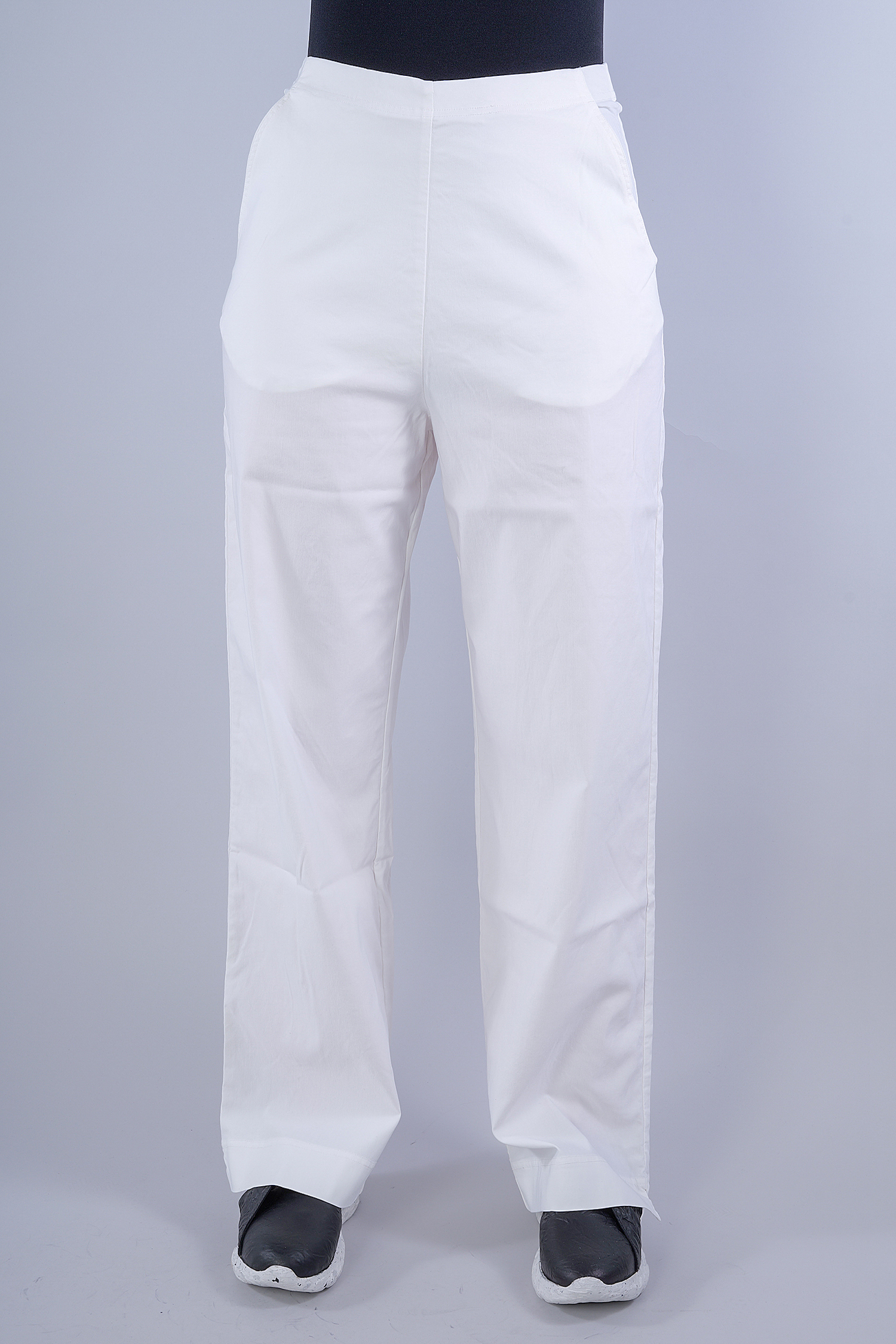 Long, wide stretch pants - 1253440173 - offwhite