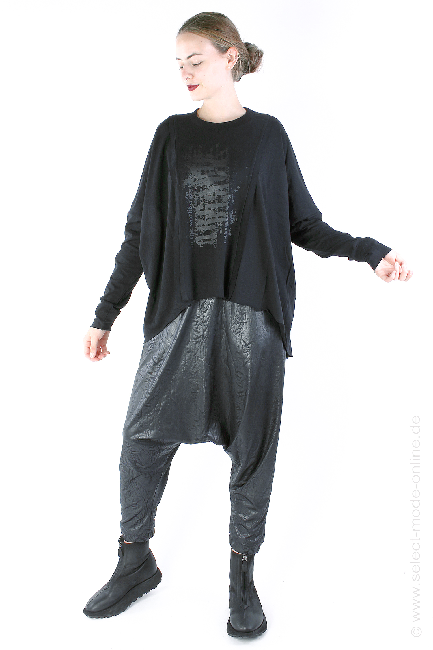 Oversize Jersey Pullover - Schwarz - BIRKA