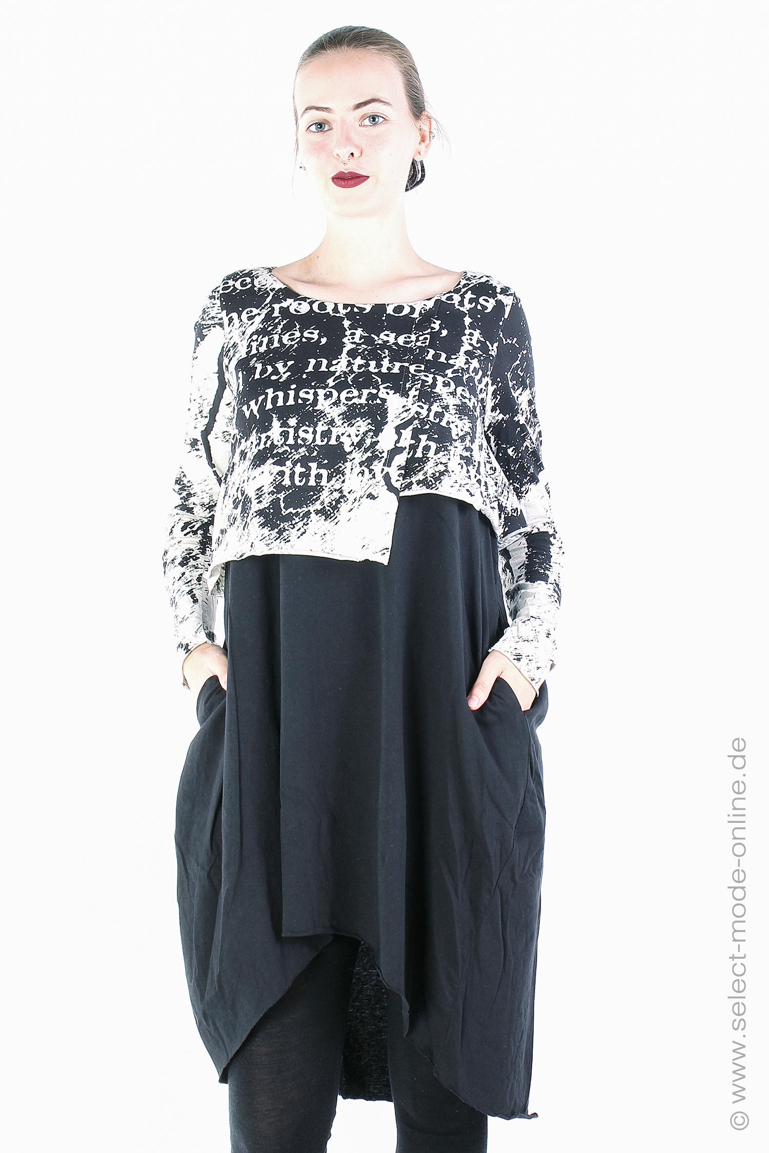 Detailed tunic - Black-Dust allover Print - LANNGA