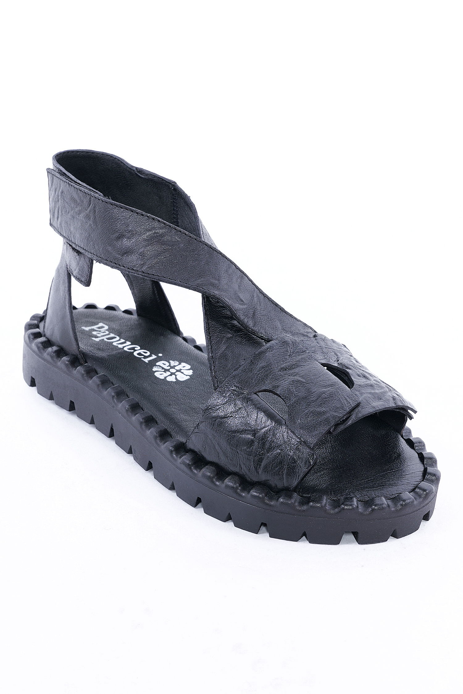 Platform sandals with velcro - black - Moonie