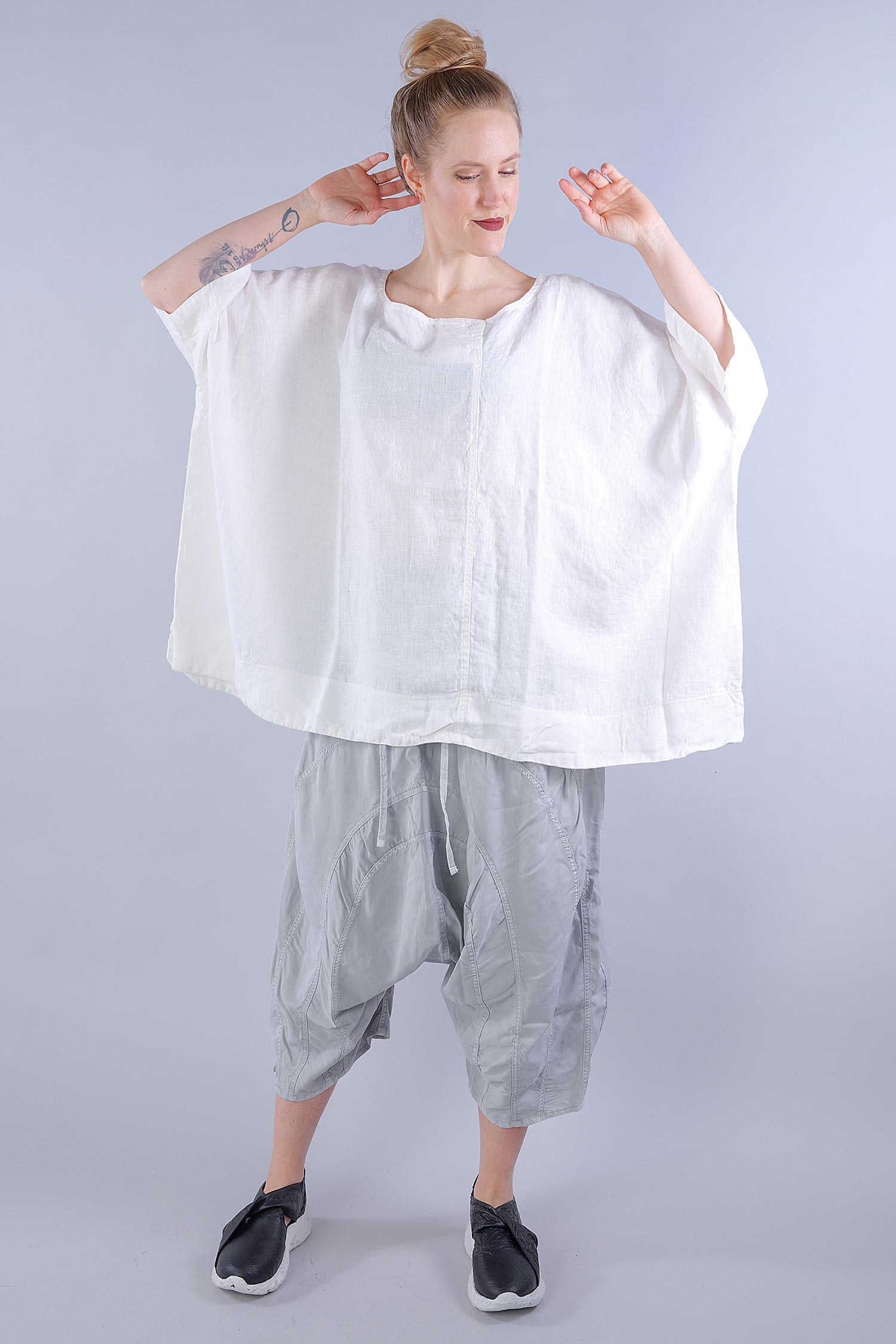 Wide linen top - 1253540506 - offwhite