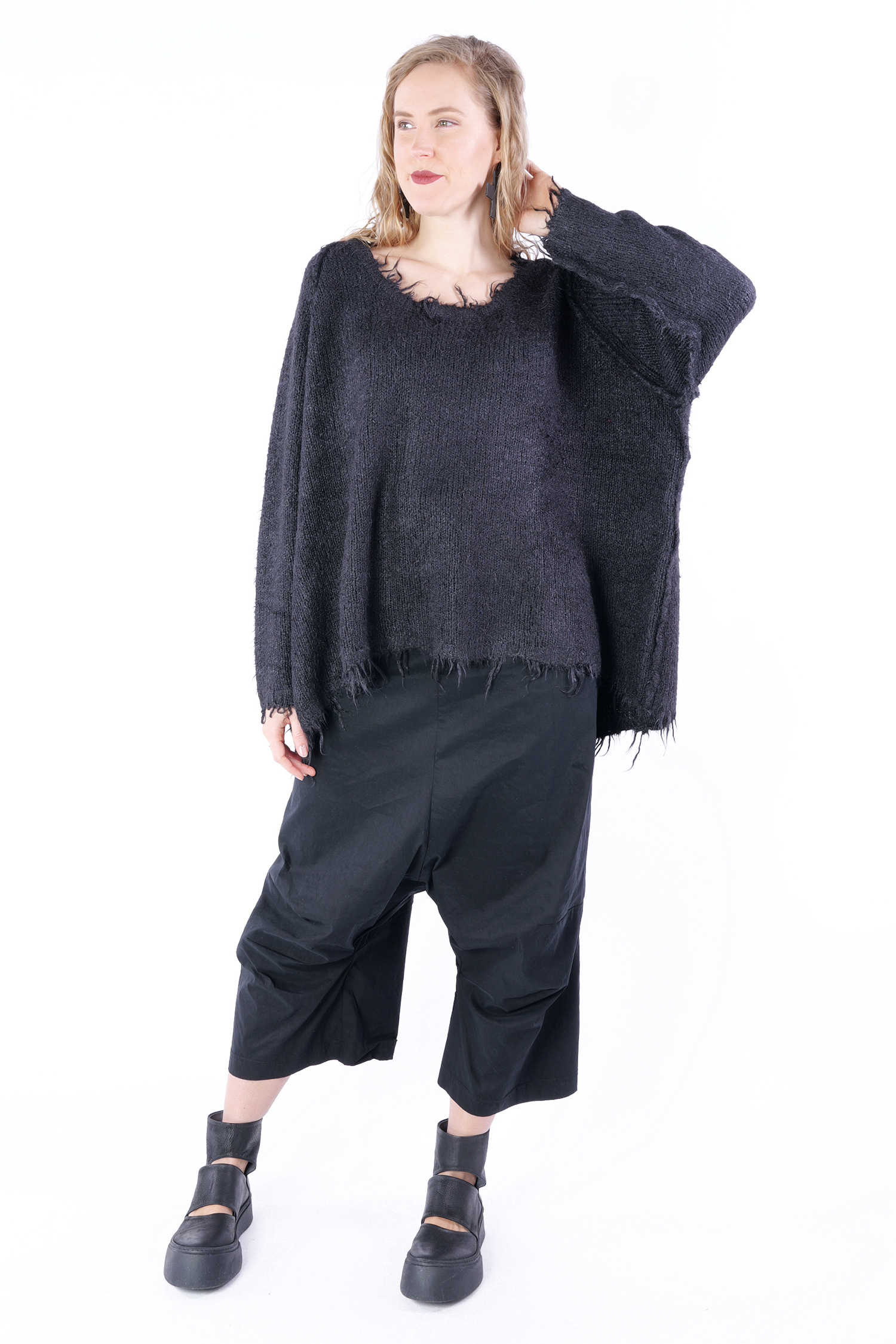 Silk knit pullover - black - 1251650702