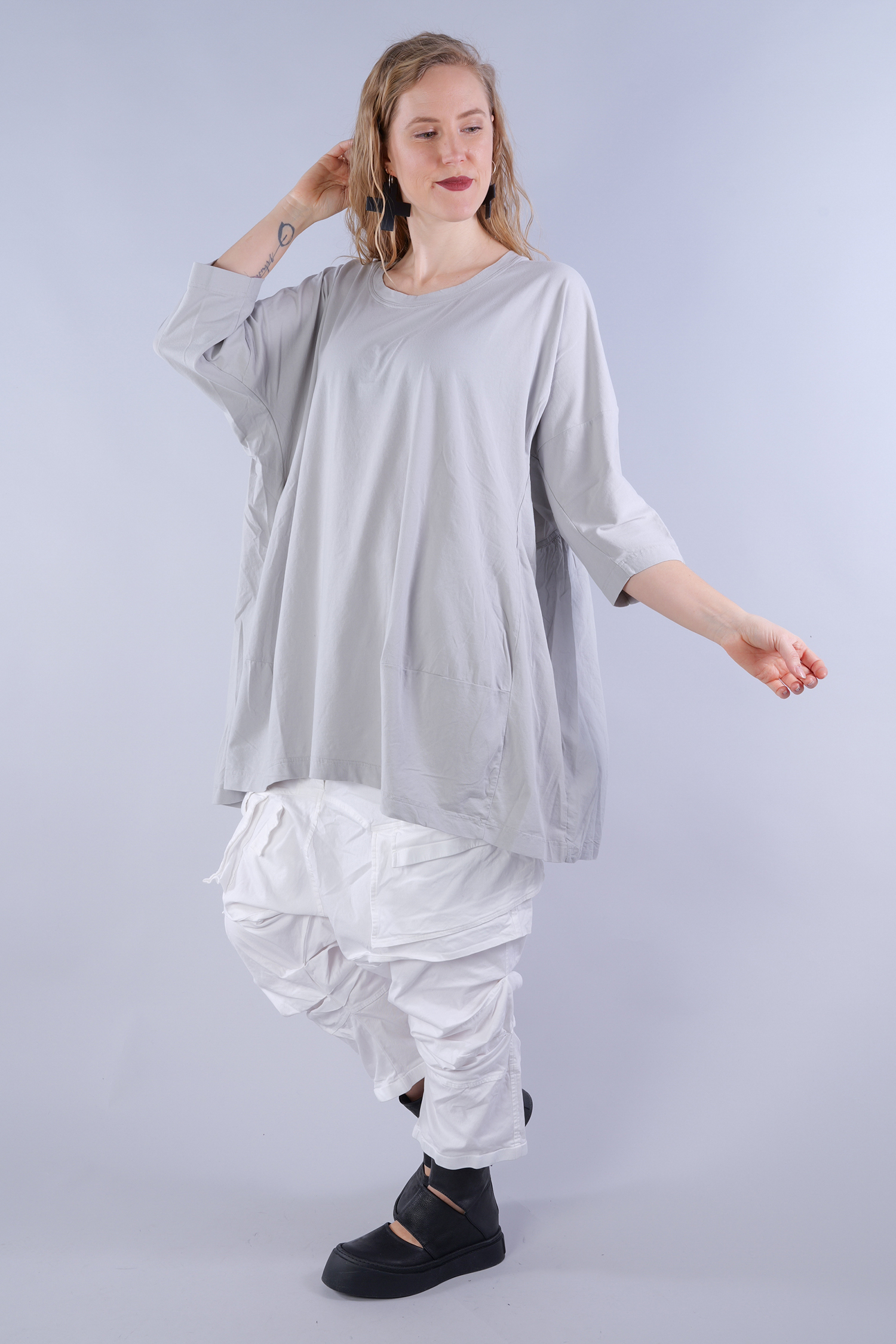 Tunic with ruffles - 1253470503 - grey