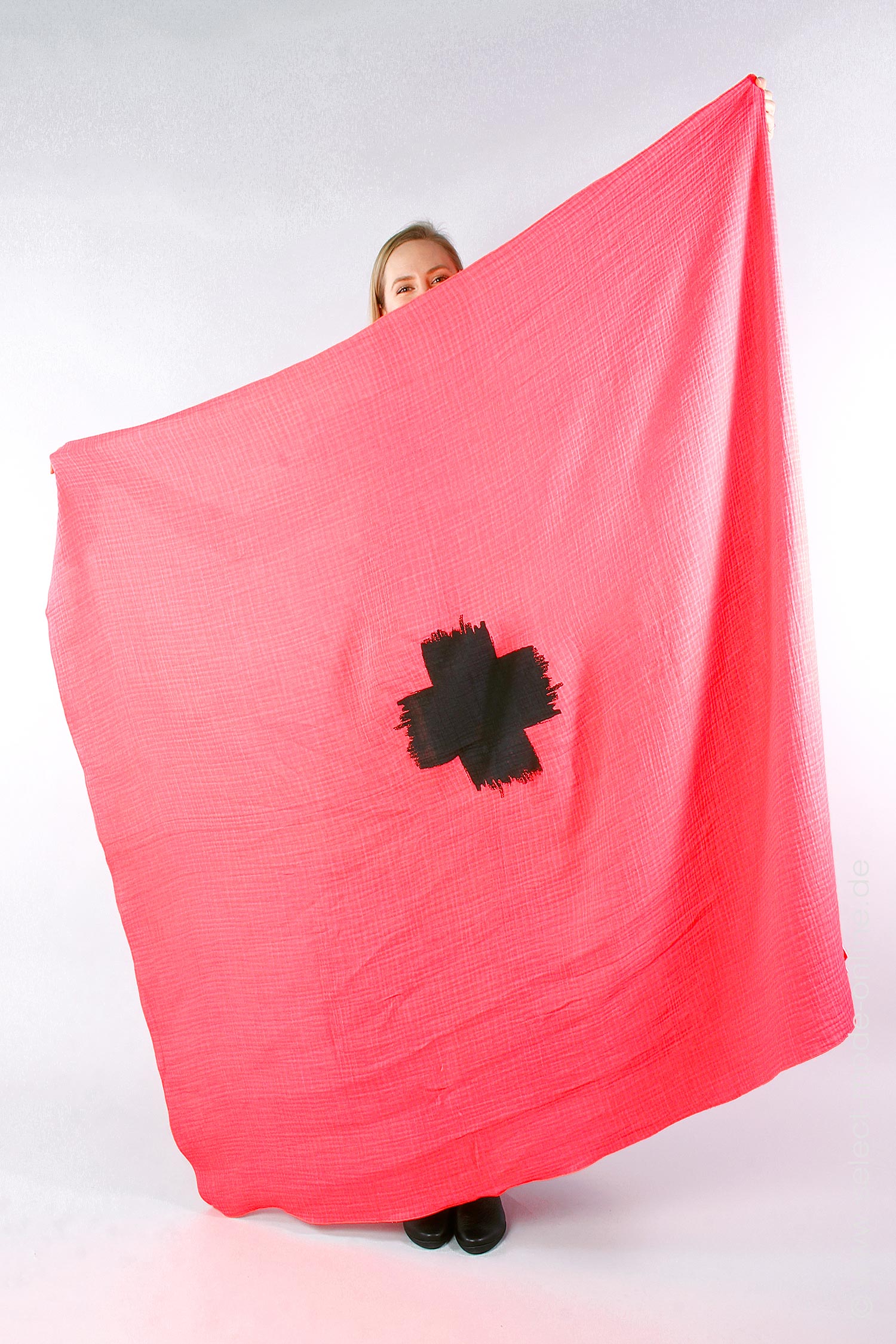 Large scarf with plus - Coral - 1748