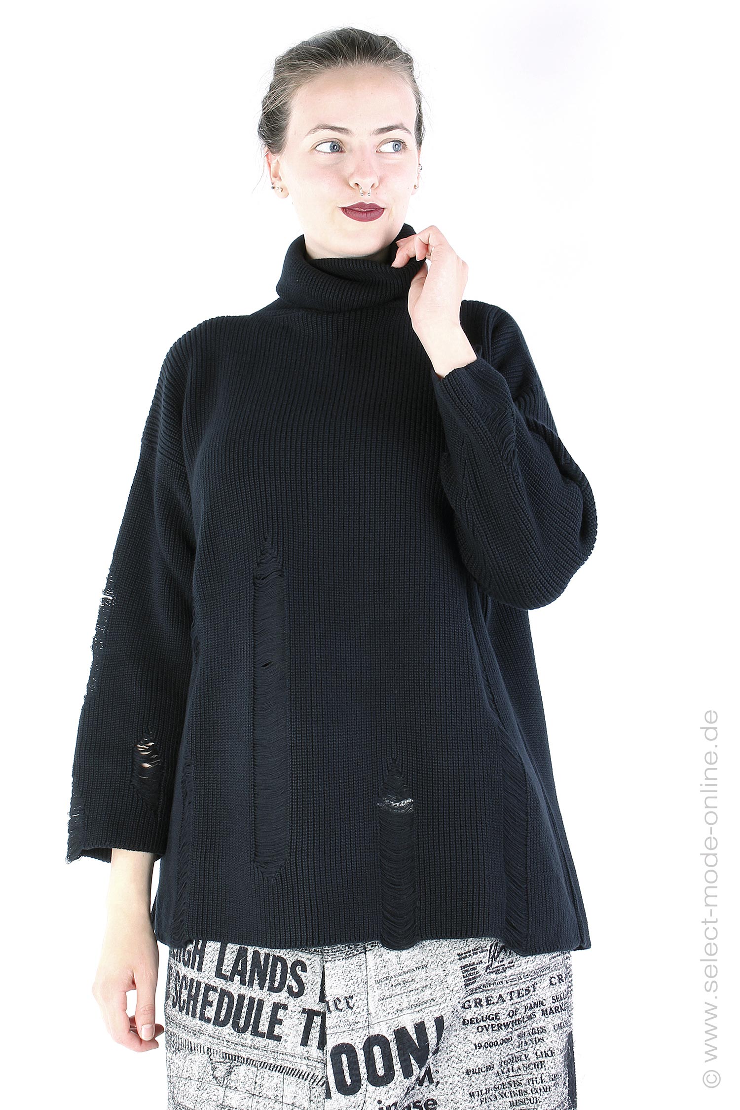 Wide knit pullover - Black - SA-Alonso