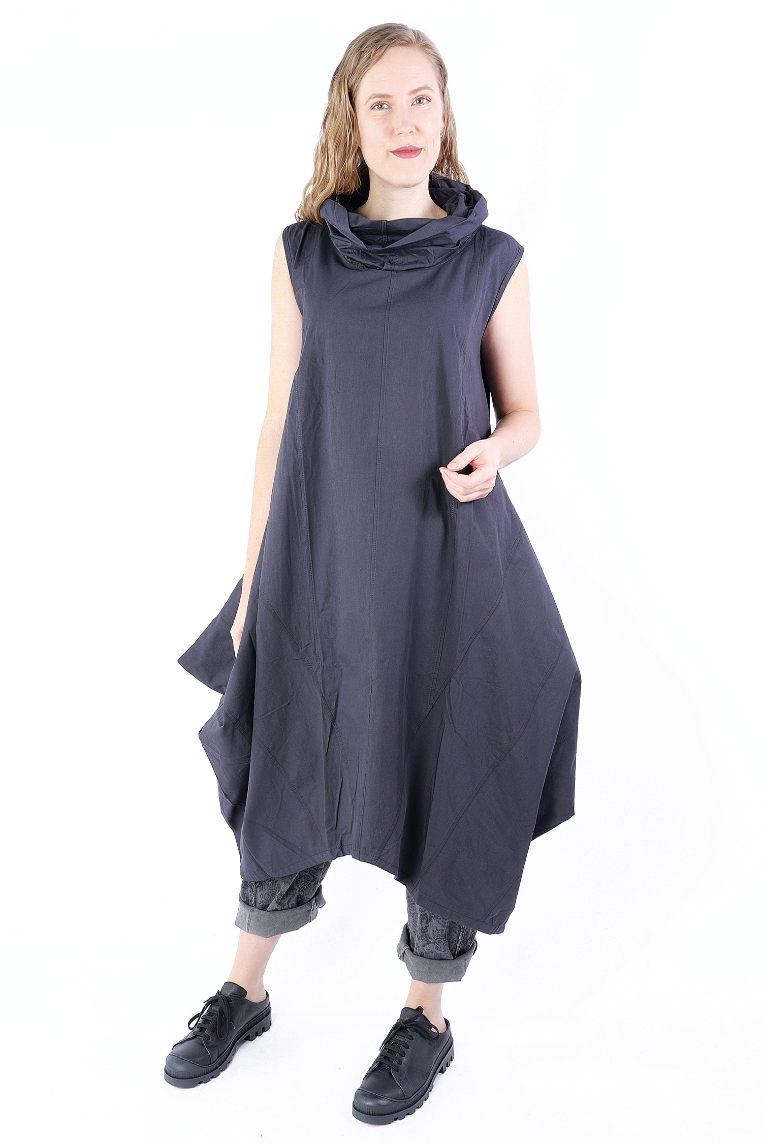 Wide flared dress - black - 25069