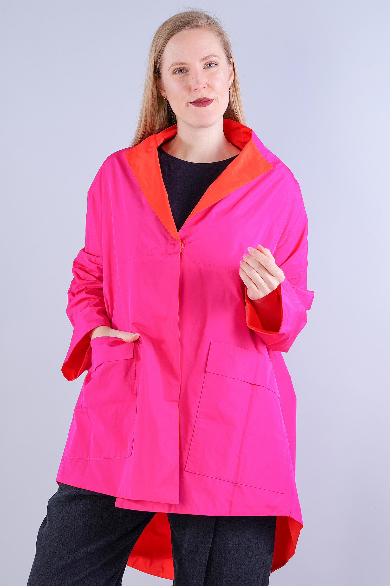 Reversible oversize jacket - pink/orange - S25-99