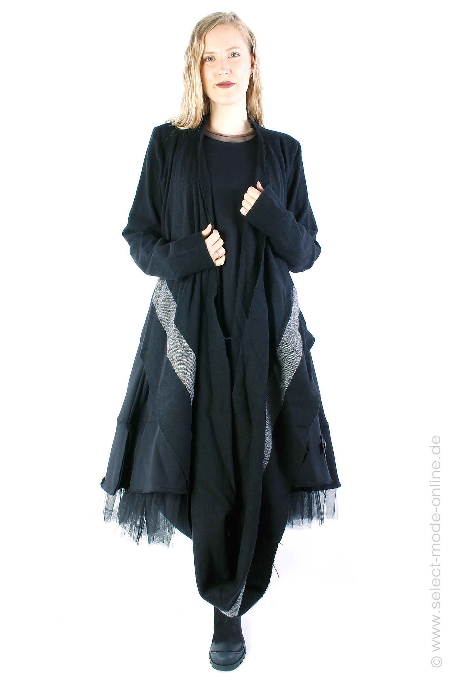 Wrap wool jacket - Black stripe - 2241201109