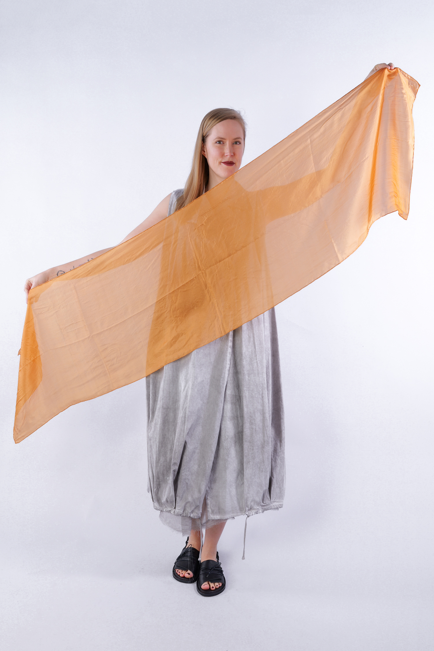 Smooth silk scarf 180x45 - Orangebraun - Melitta