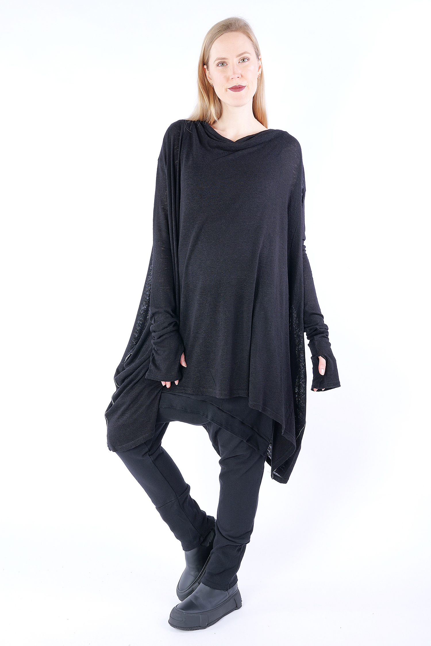 Draped oversize tunic - black - M130