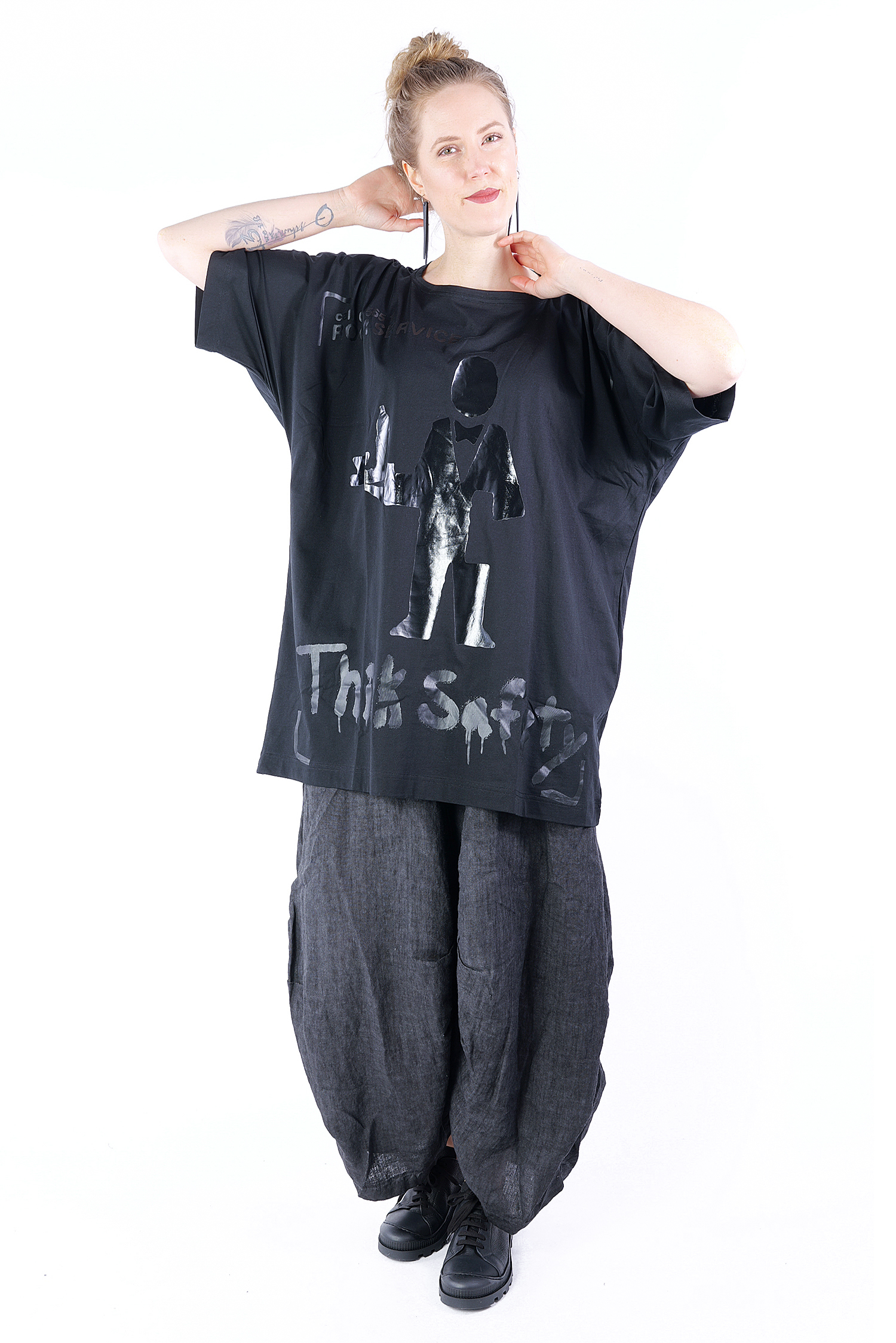 Oversize T-Shirt - black/black print - 1252300903