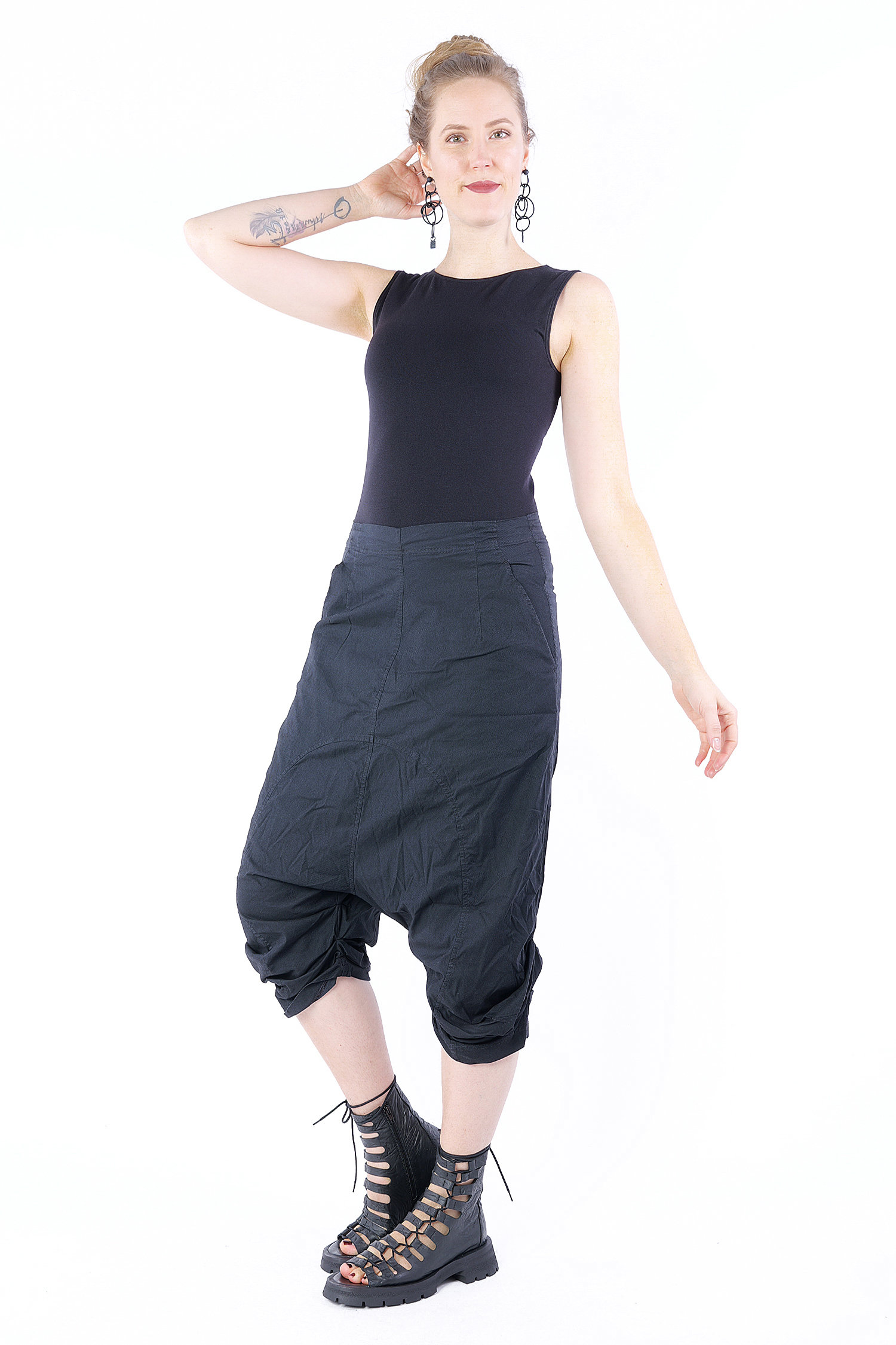 3/4 stretch pants - black - 1252390101