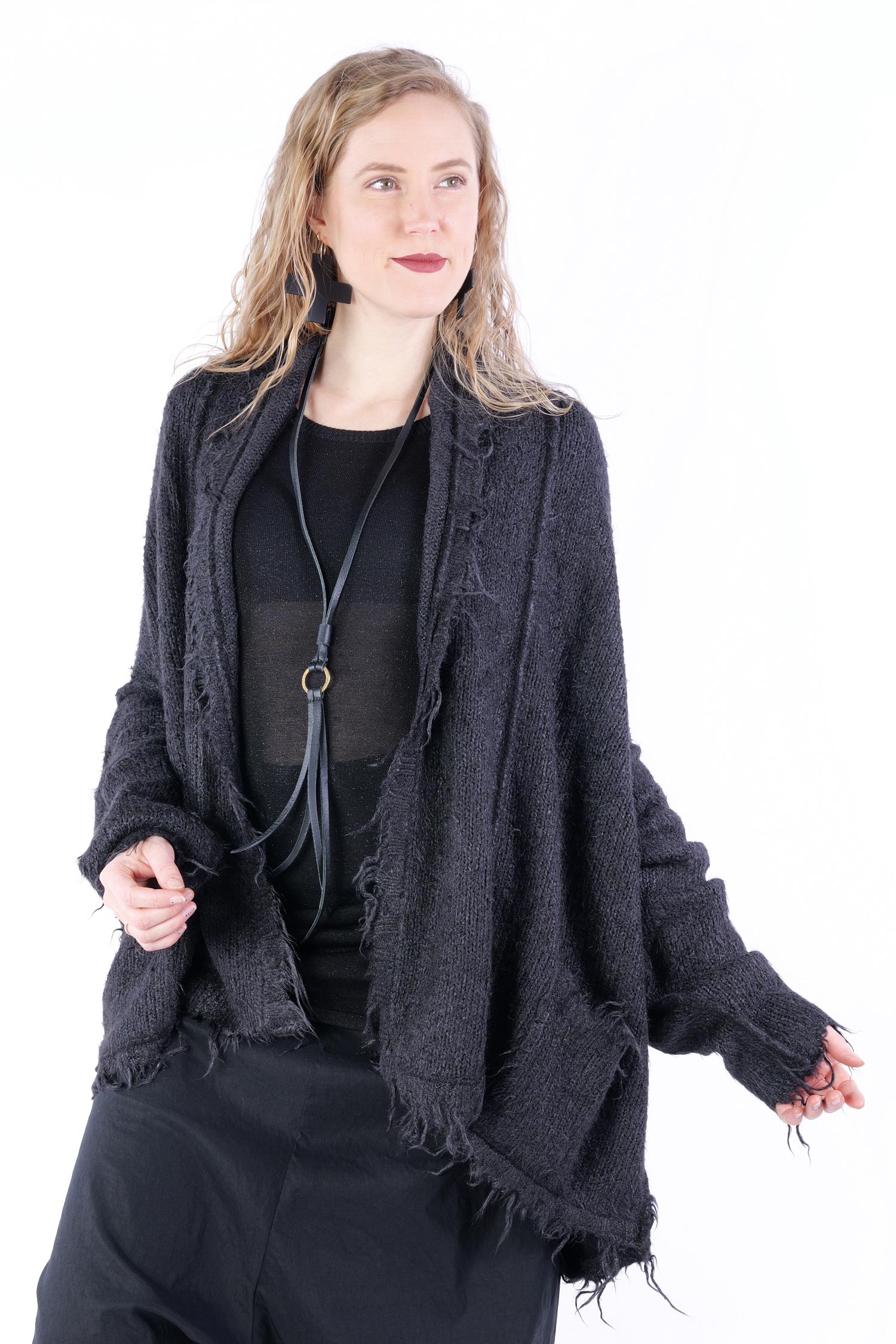 Silk knit cardigan - black - 1251657106