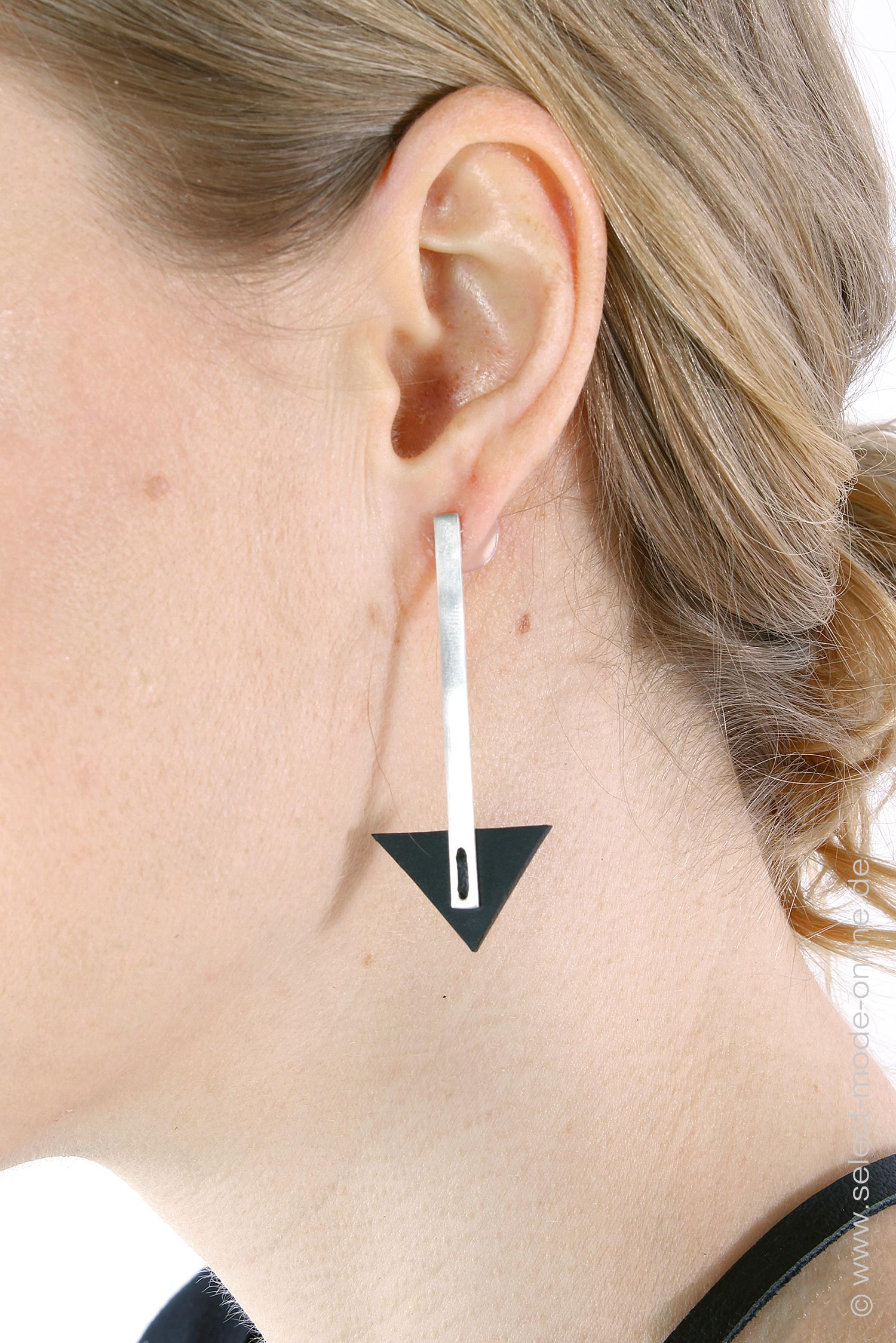 Silber Ohrring - Schwarz / Silber - Trngl_Mono Earring