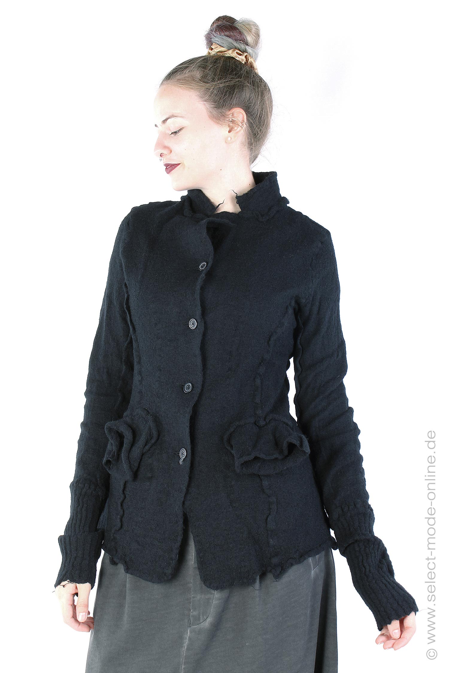 Schurwolle Jacke - Black - 2242687109