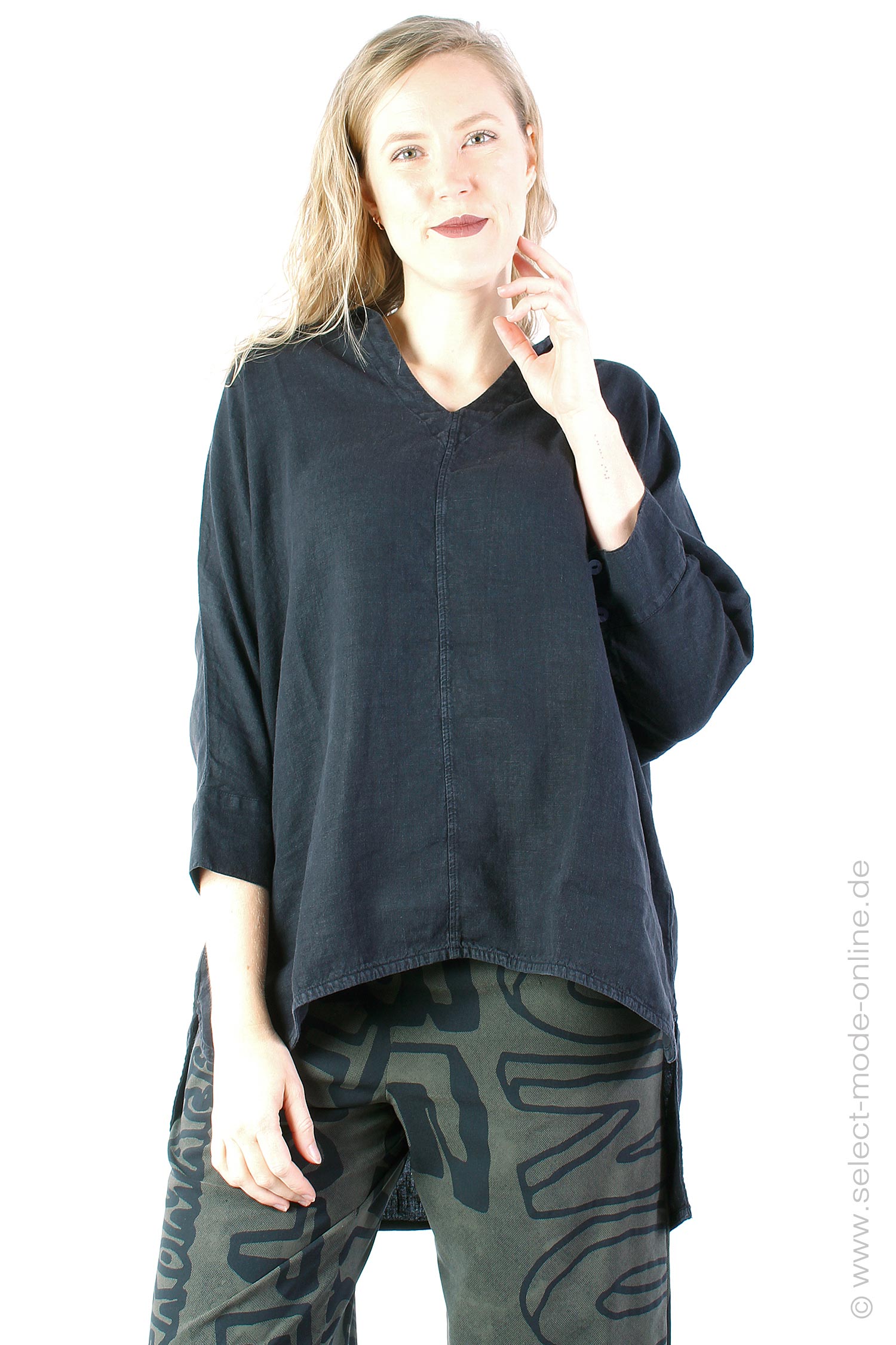 Linen tunic - black - 12026