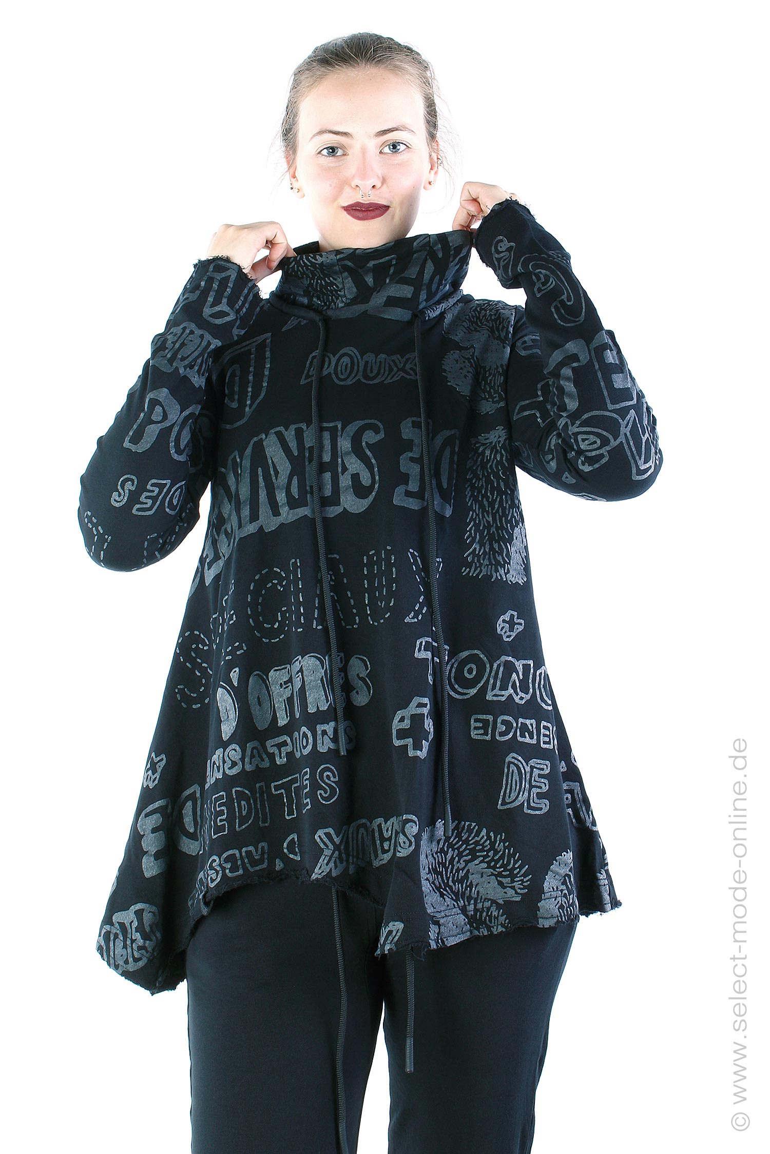 A-Linien Pullover - Black shiny Print - 2243290503