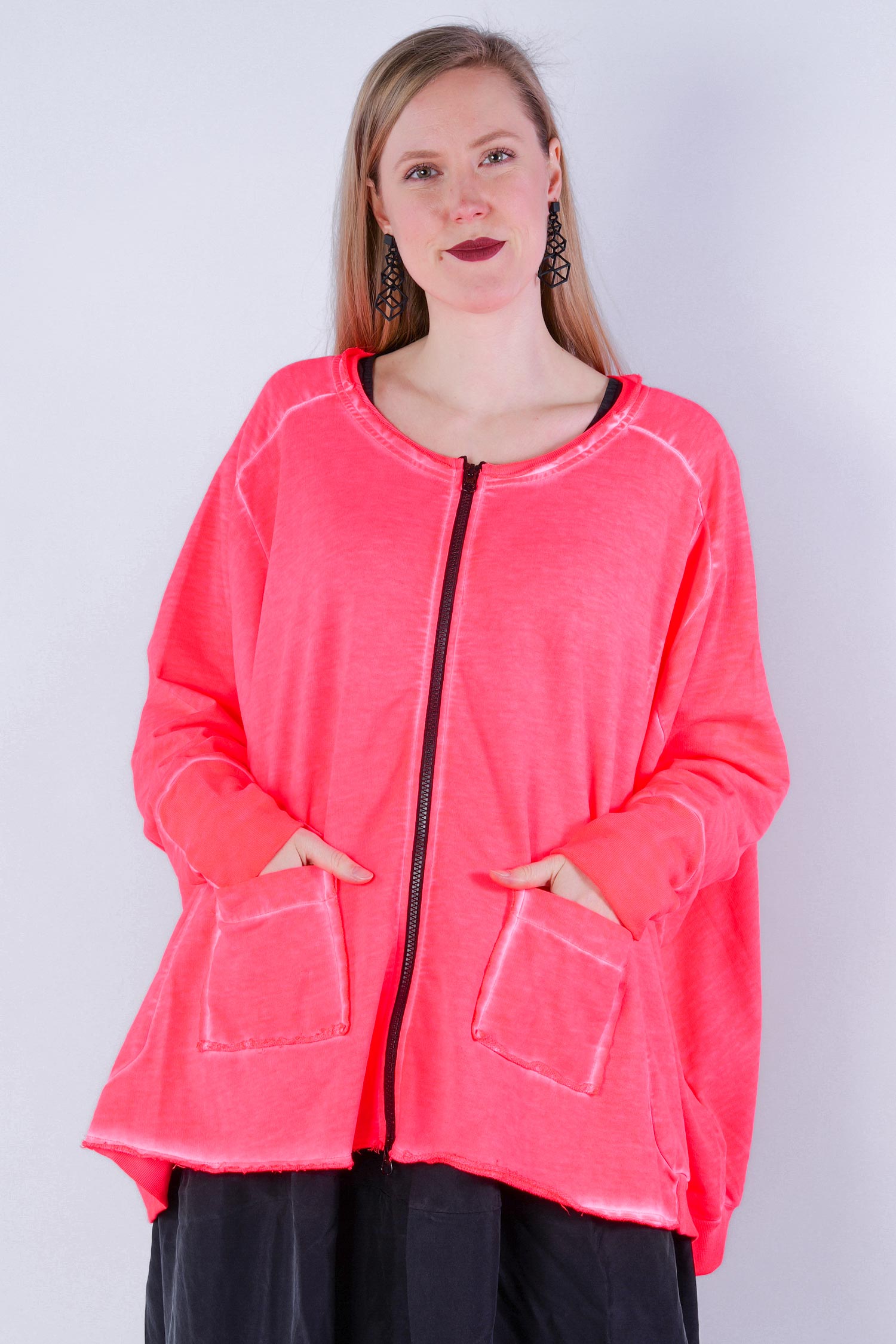 Oversize sweat jacket - Coral - 2008