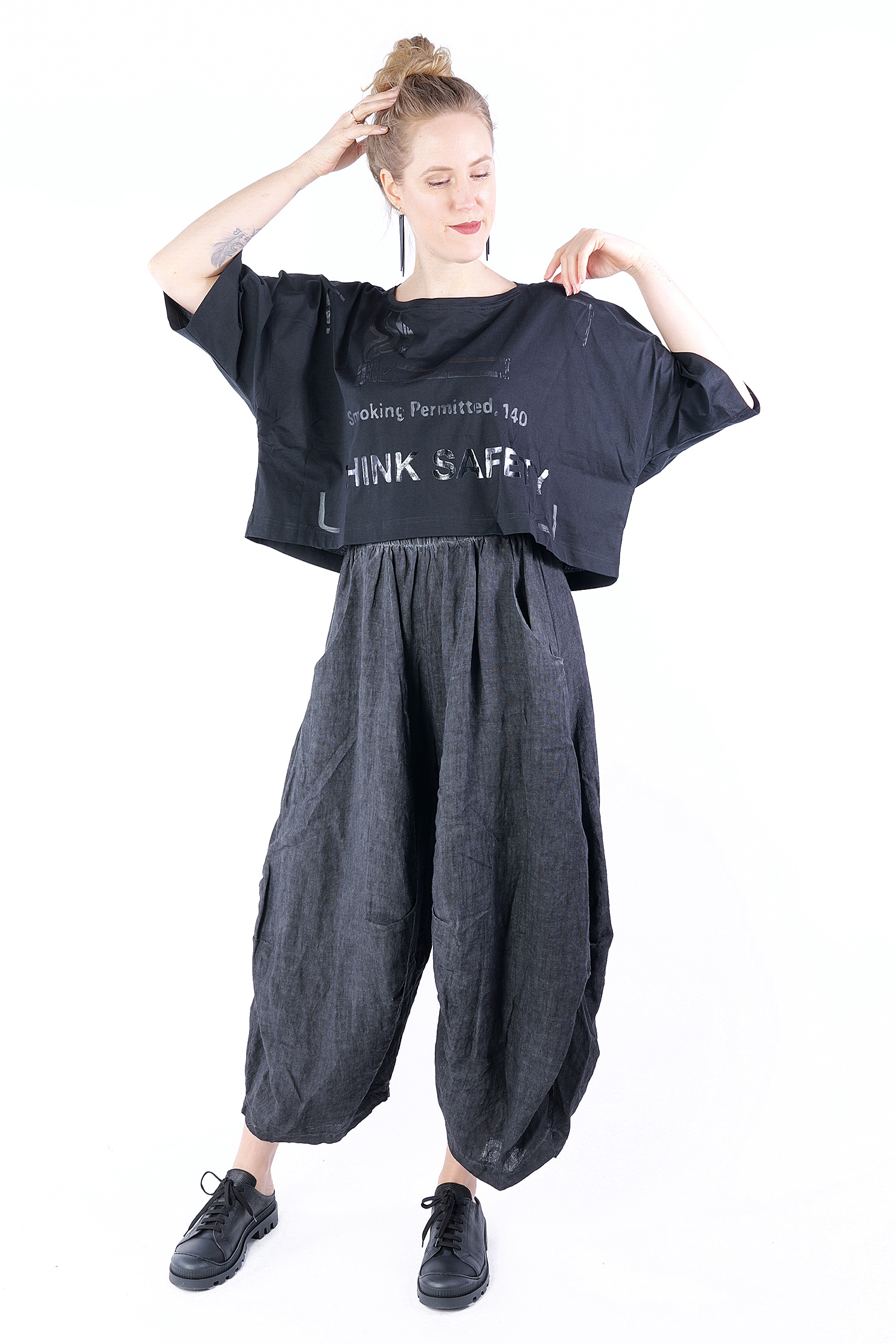 Oversize T-Shirt - black/black print - 1252300502