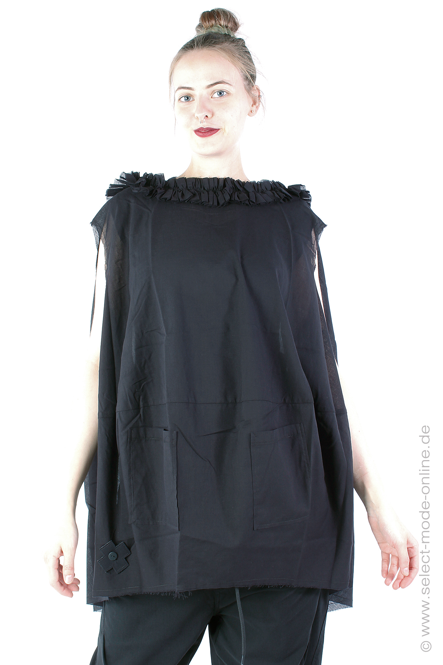 Tunic with ruffles - Black - 5012