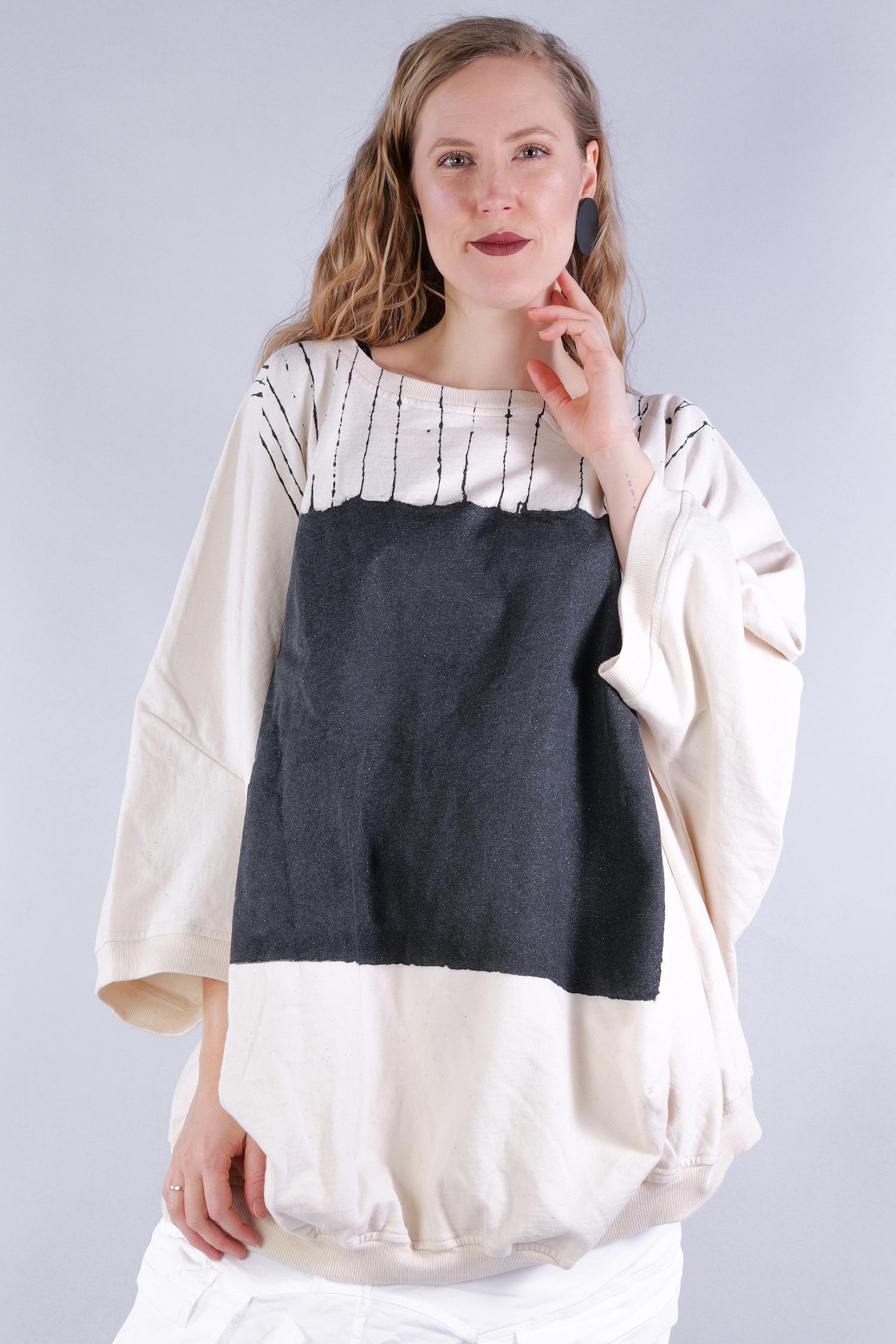 Oversize sweat pullover - black paint - 1251270501