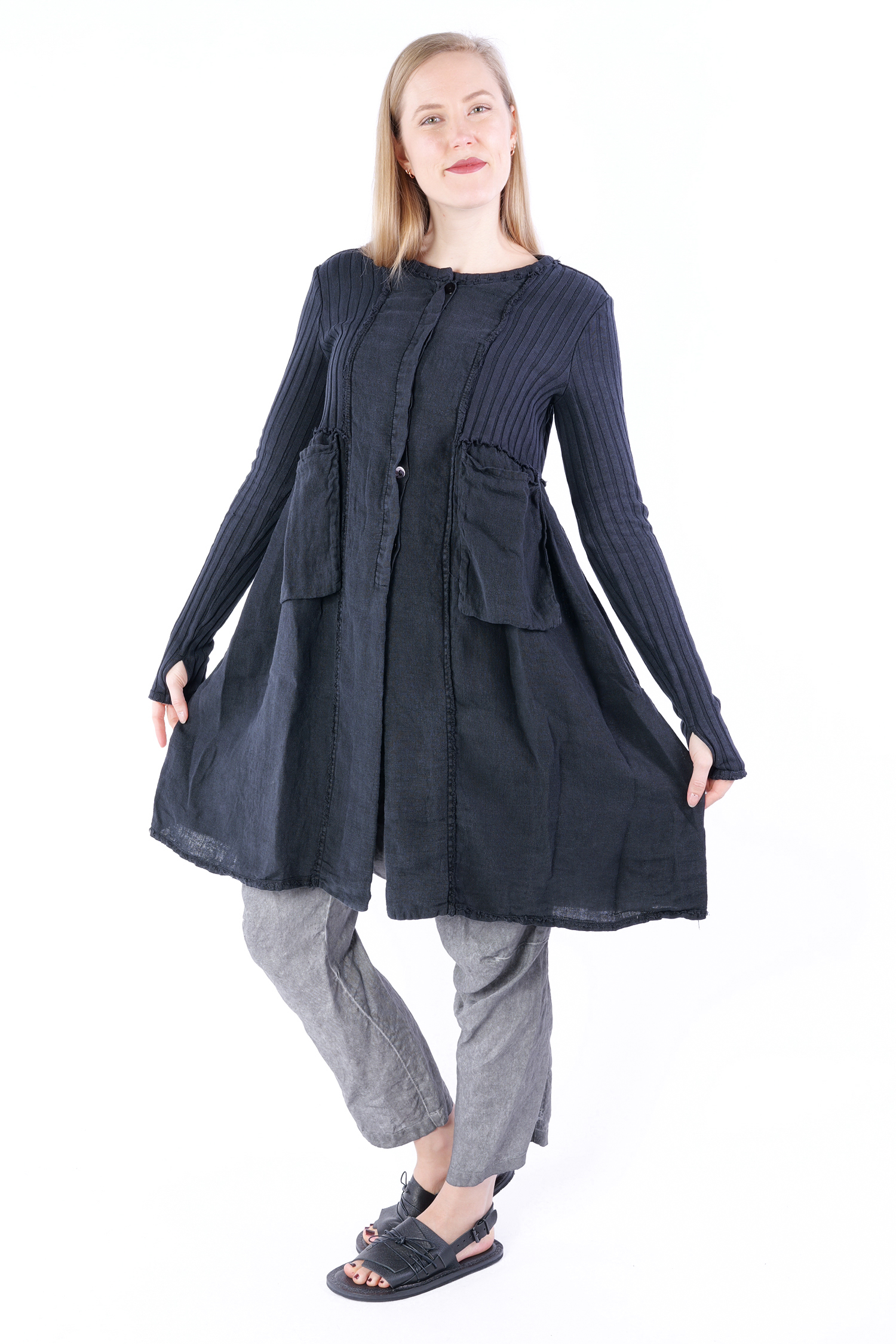 Detailed coat - Black - 5272