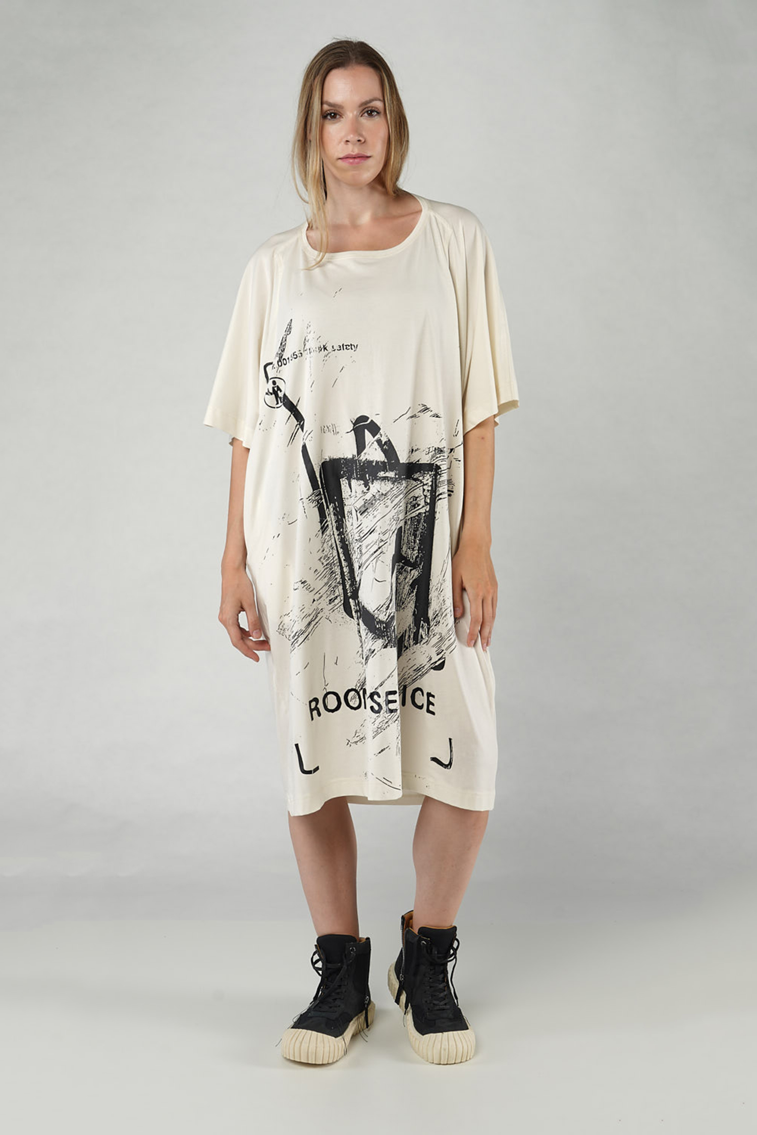 Oversize tunic - s.bleach/black print - 1252300904