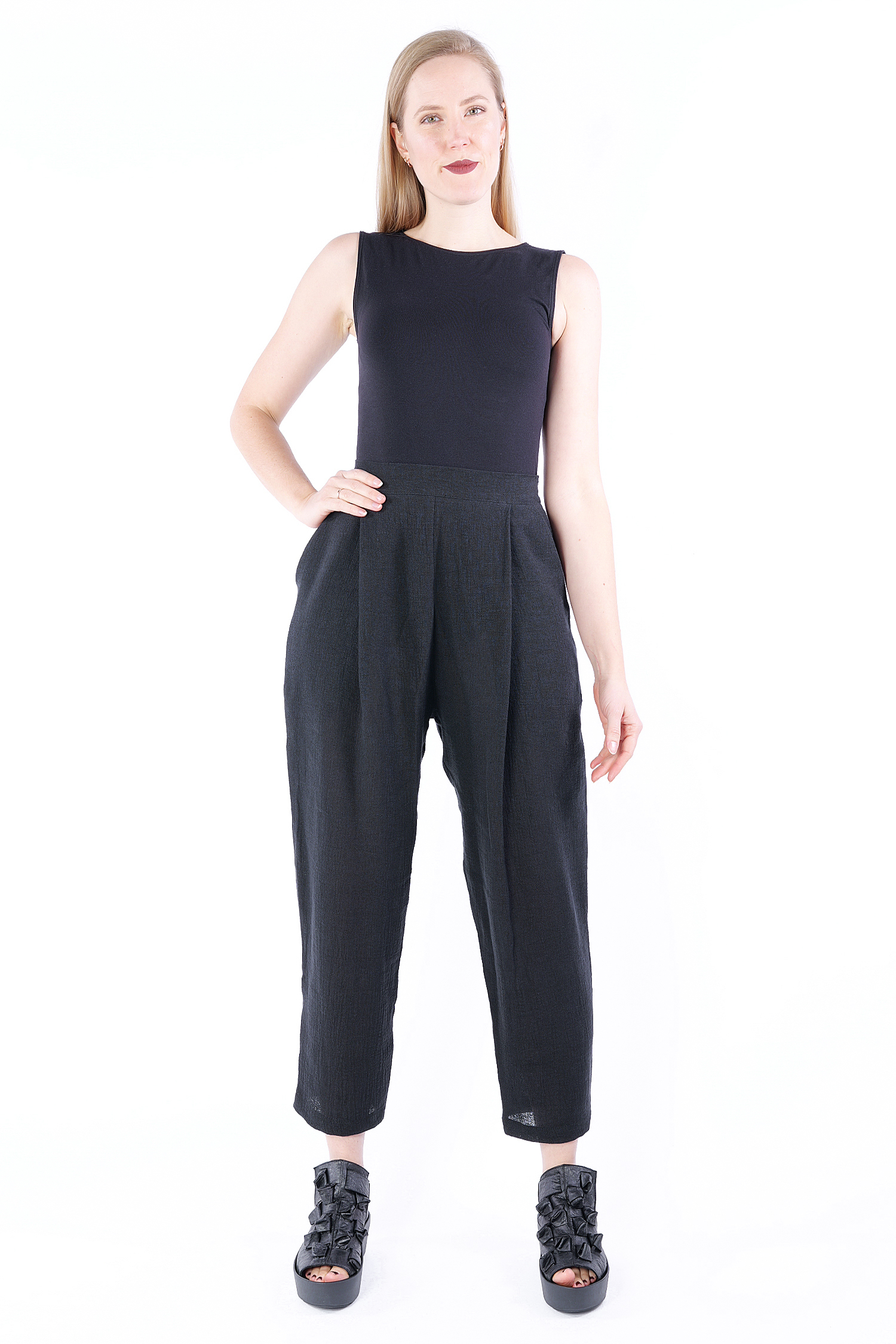 Linen pants - black - S25-41