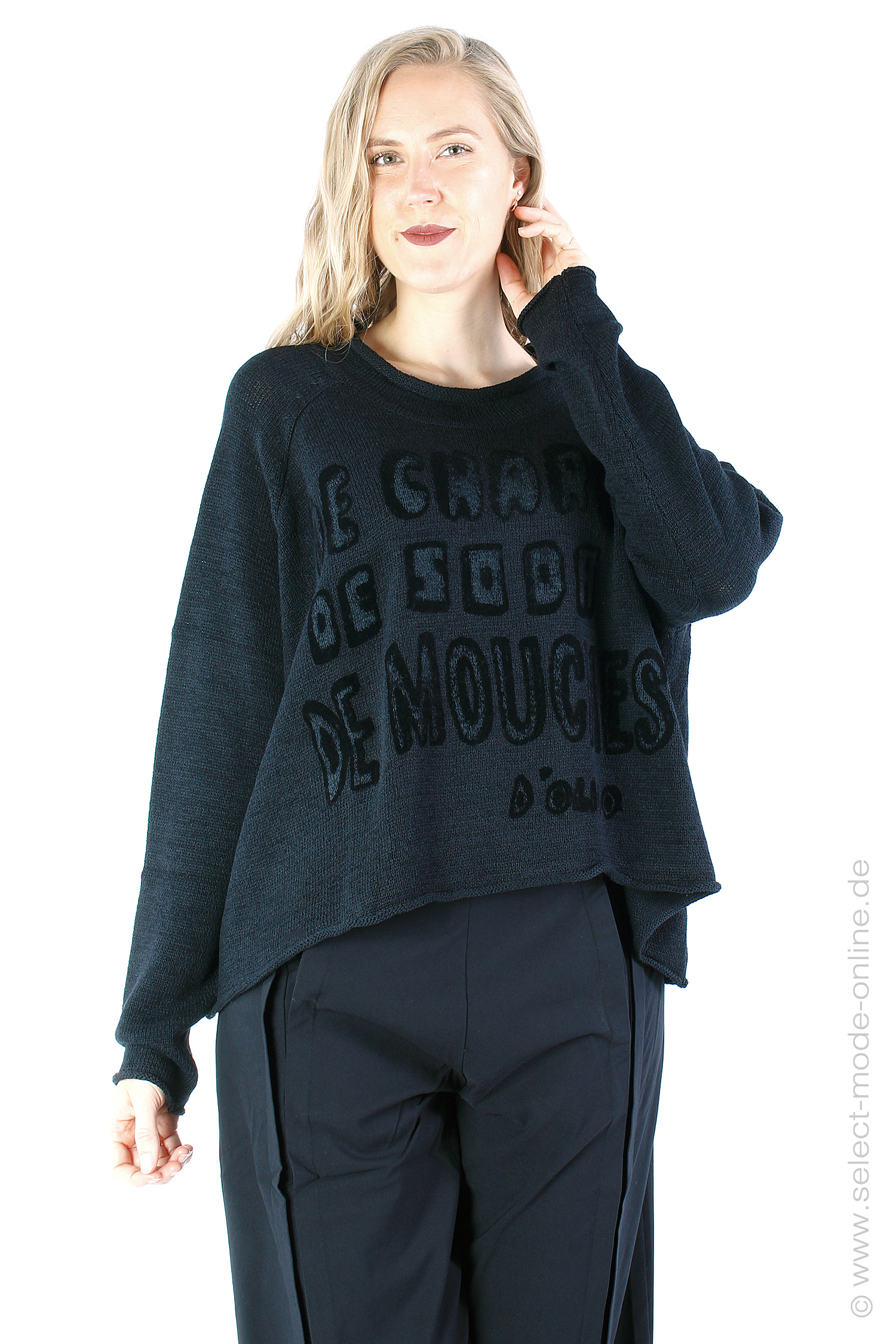 Grobstrickpullover - Black Print - 2243720705