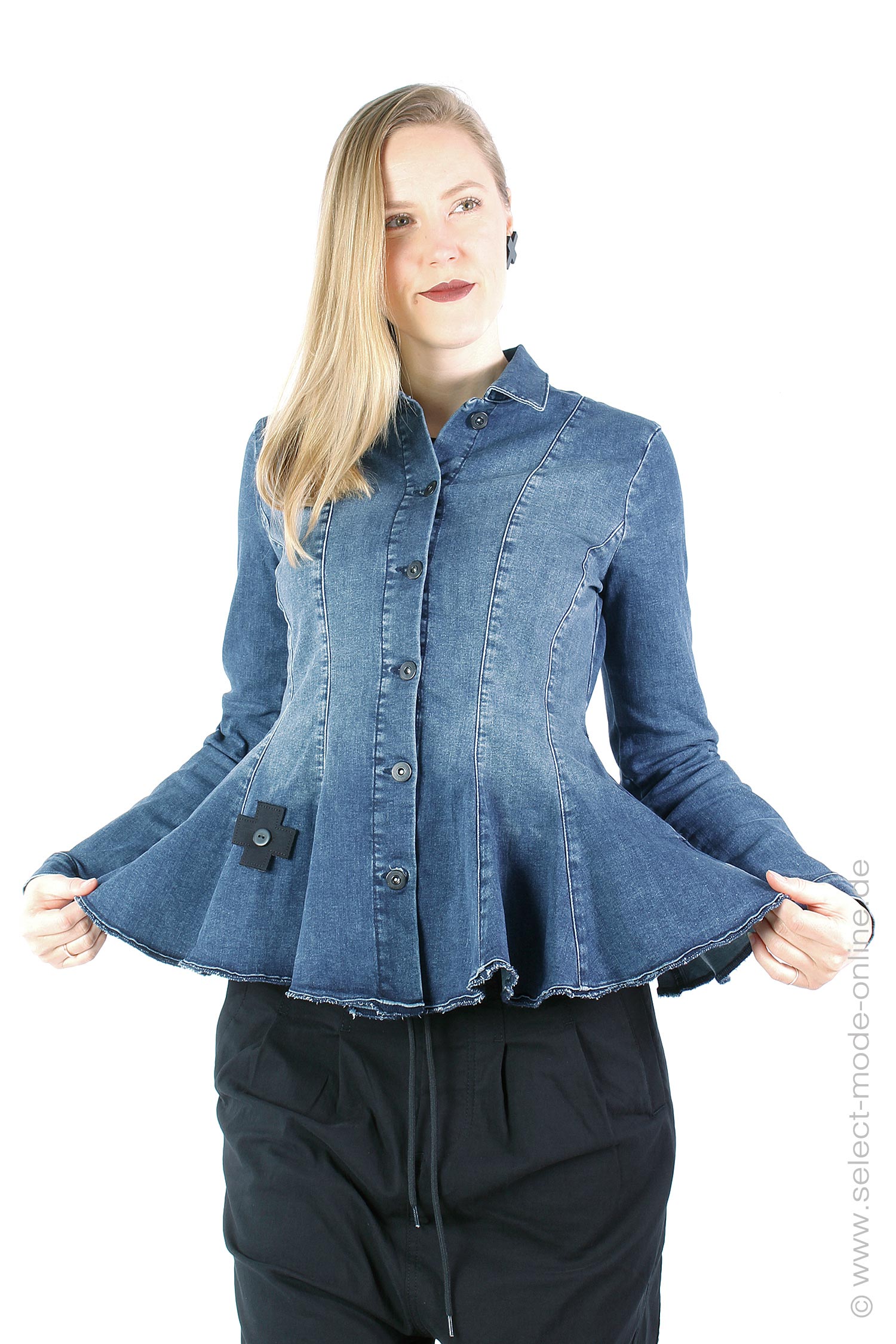 Stretch Jeansjacke - Blau - 8016