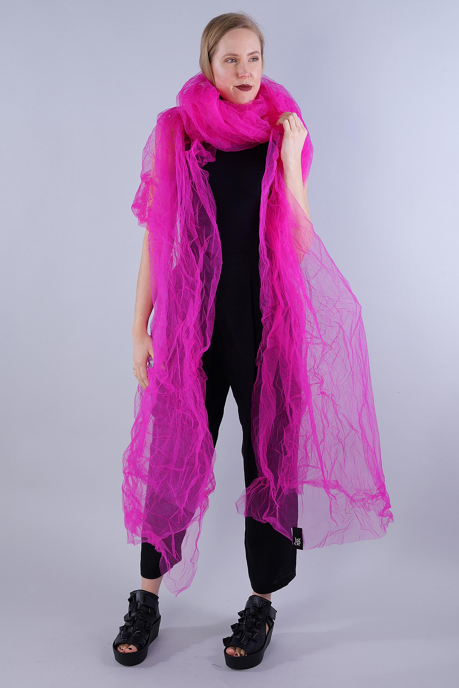 Tulle scarf / stole - pink - S25-76