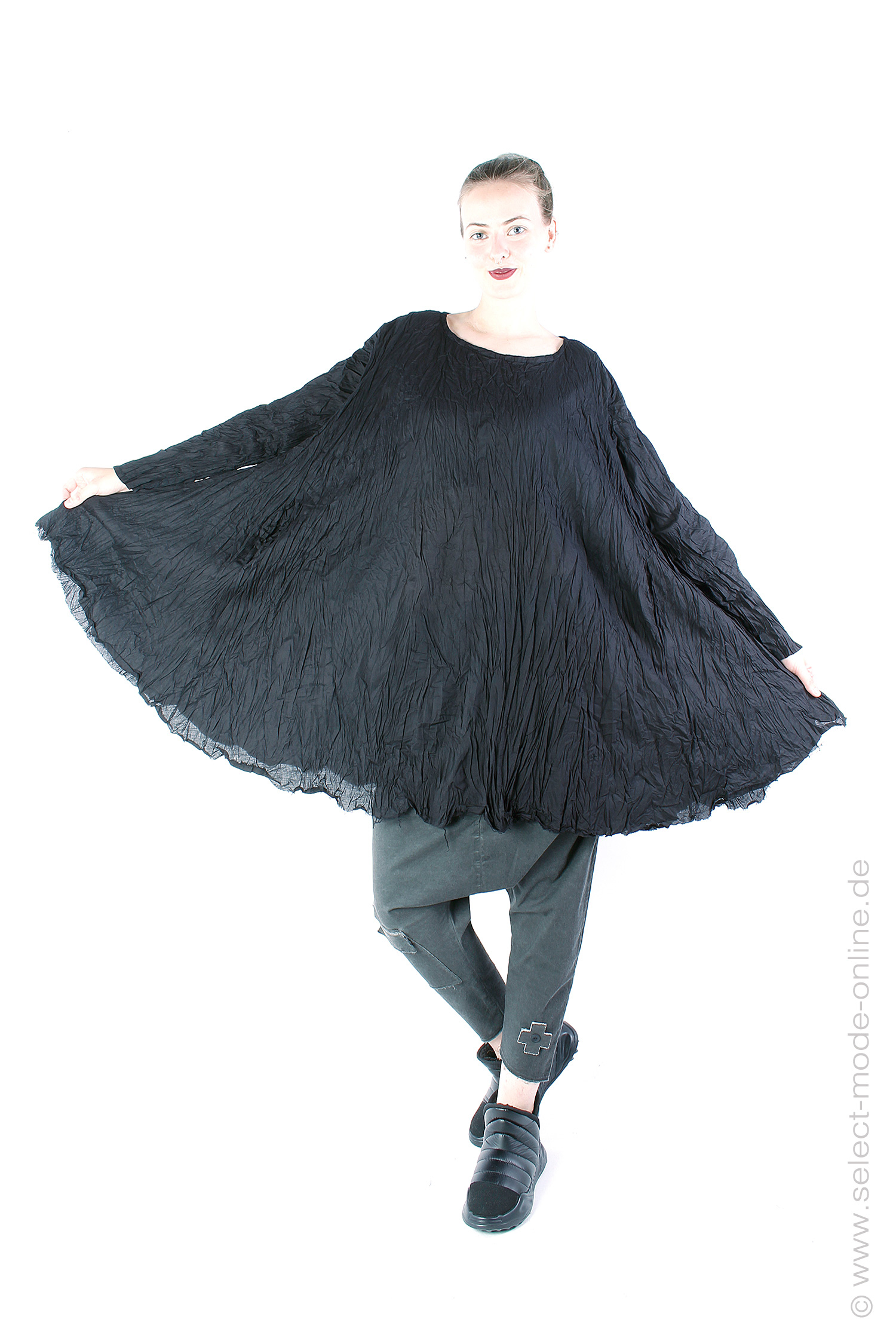 Crinkled tunic - Black - Einenweise