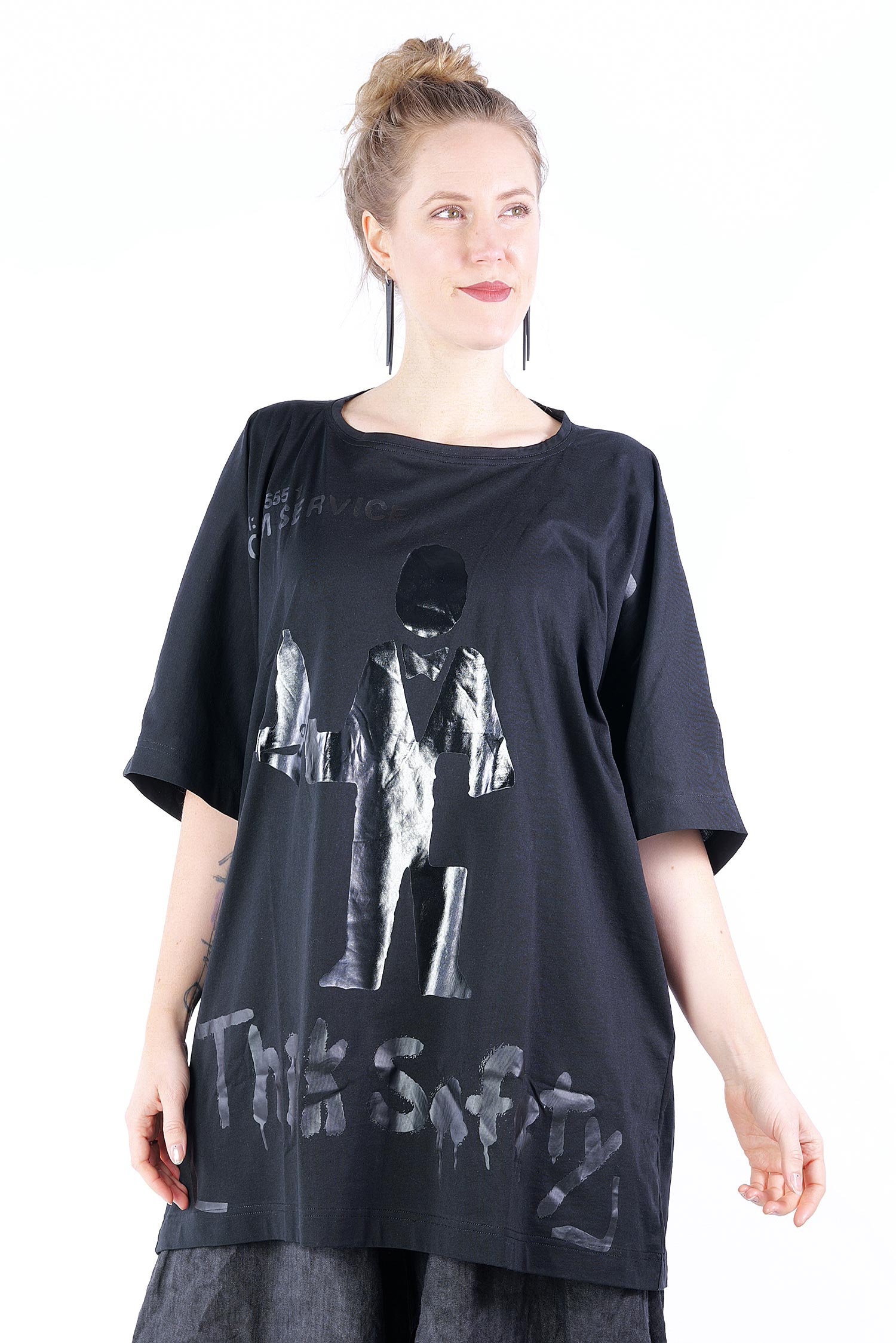 Oversize T-shirt - black/black print - 1252300903