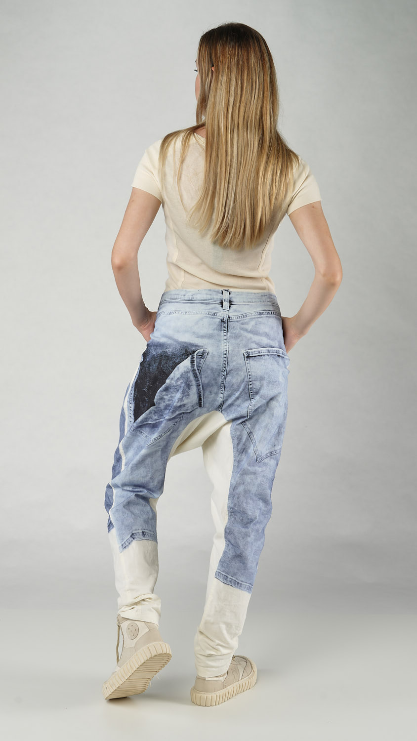 Pants with denim print - denim prt - 1252110102