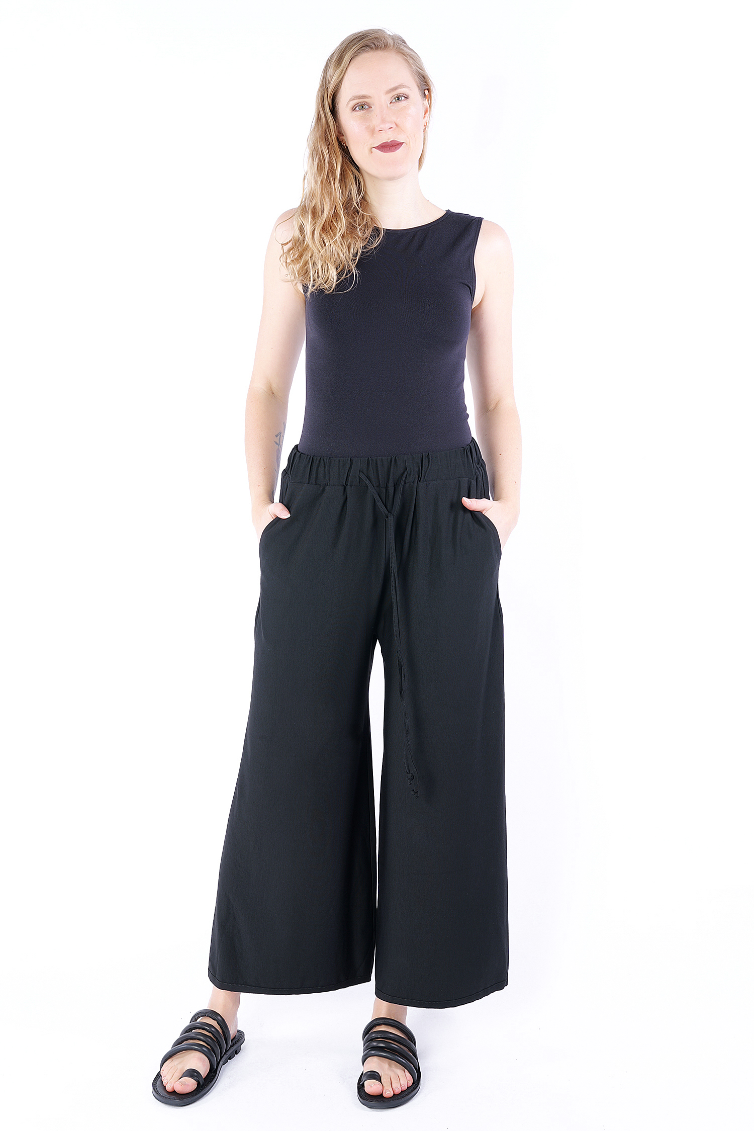 Wide jersey pants - Black - 5254