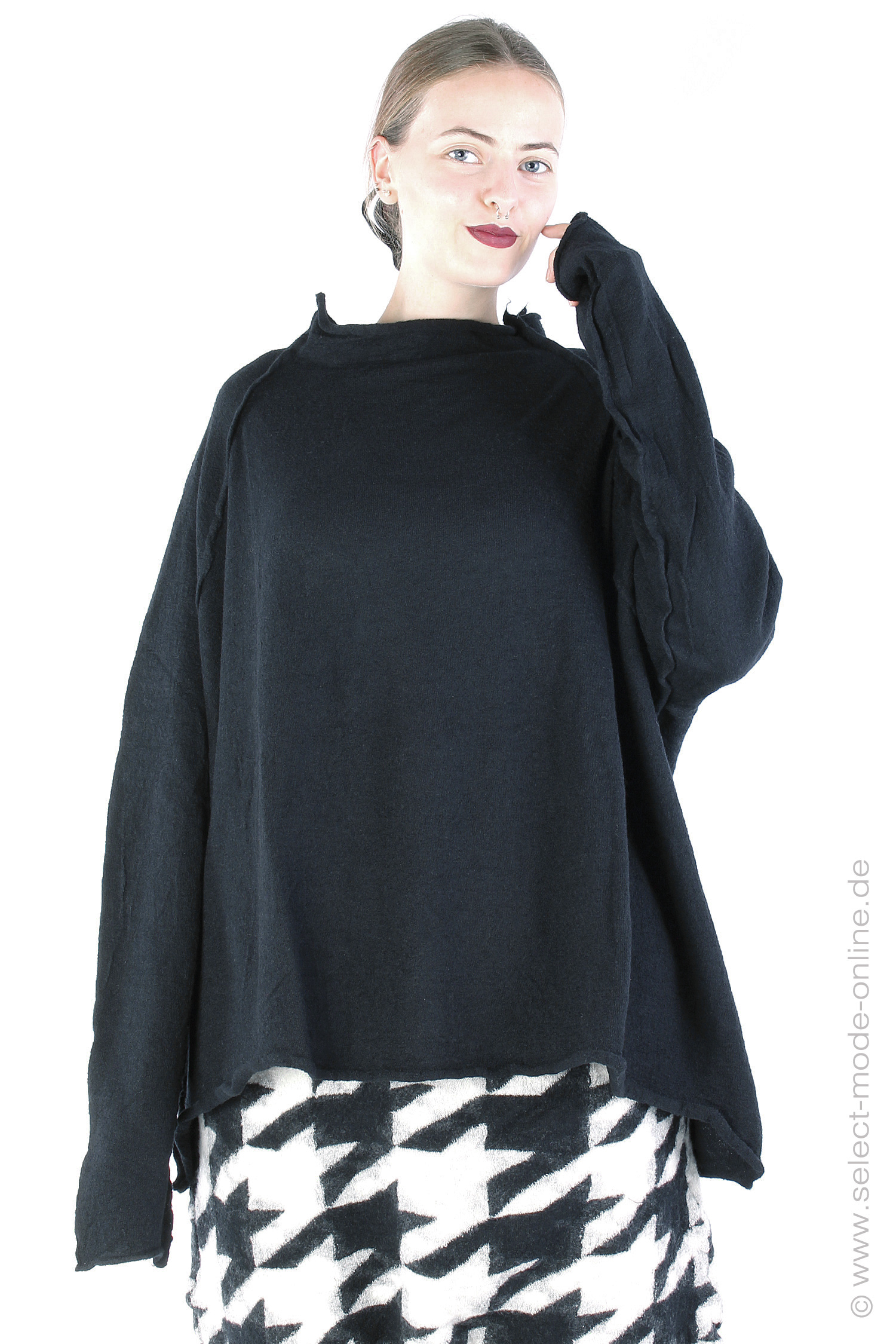 Schurwolle Pullover - Schwarz - 2241680710