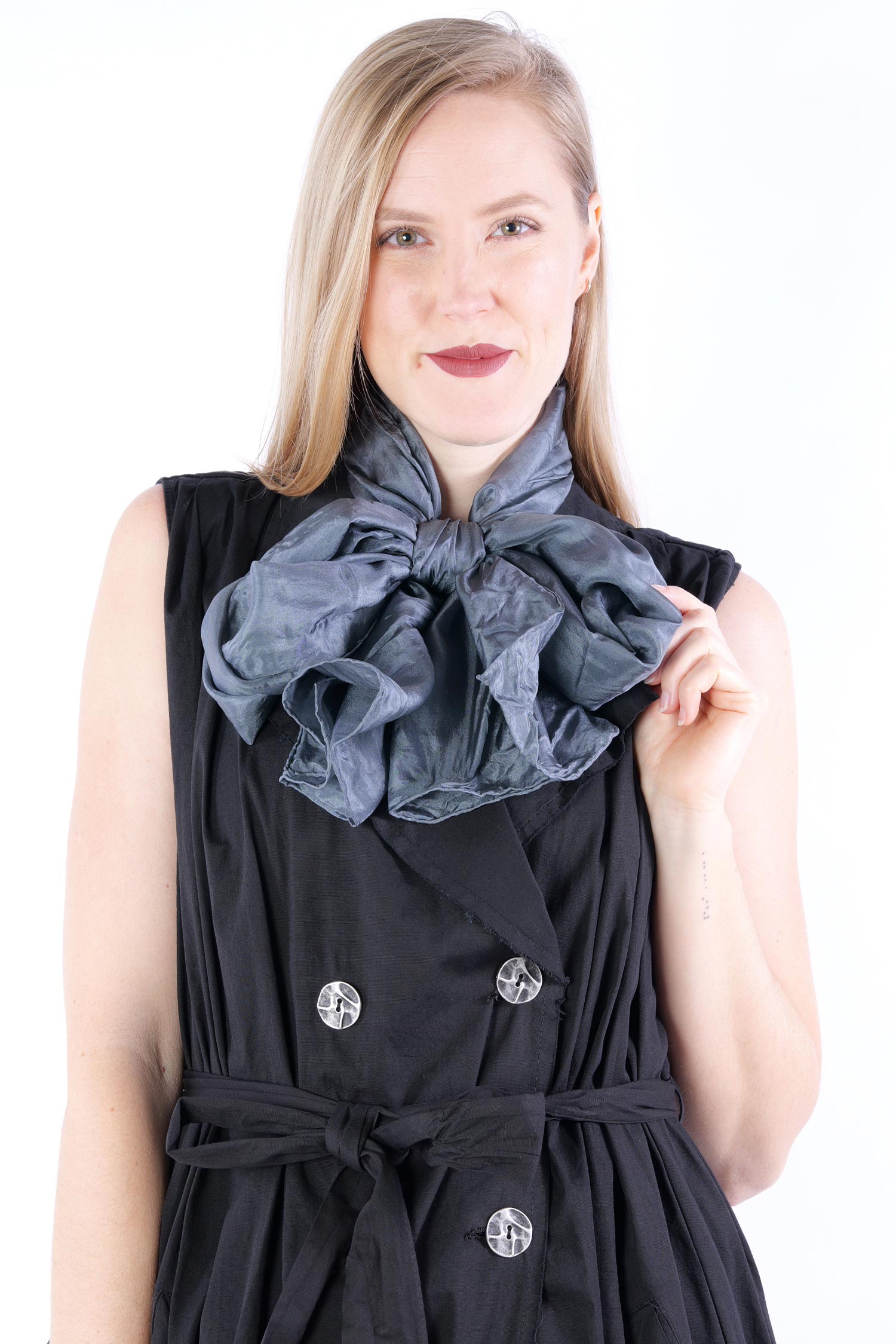 Smooth silk scarf 180x45 - Basaltgrau - Melitta