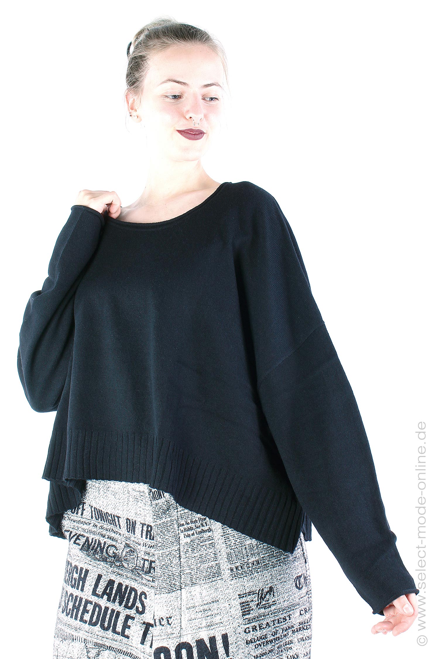 Oversize knit pullover - Black - 2243450709