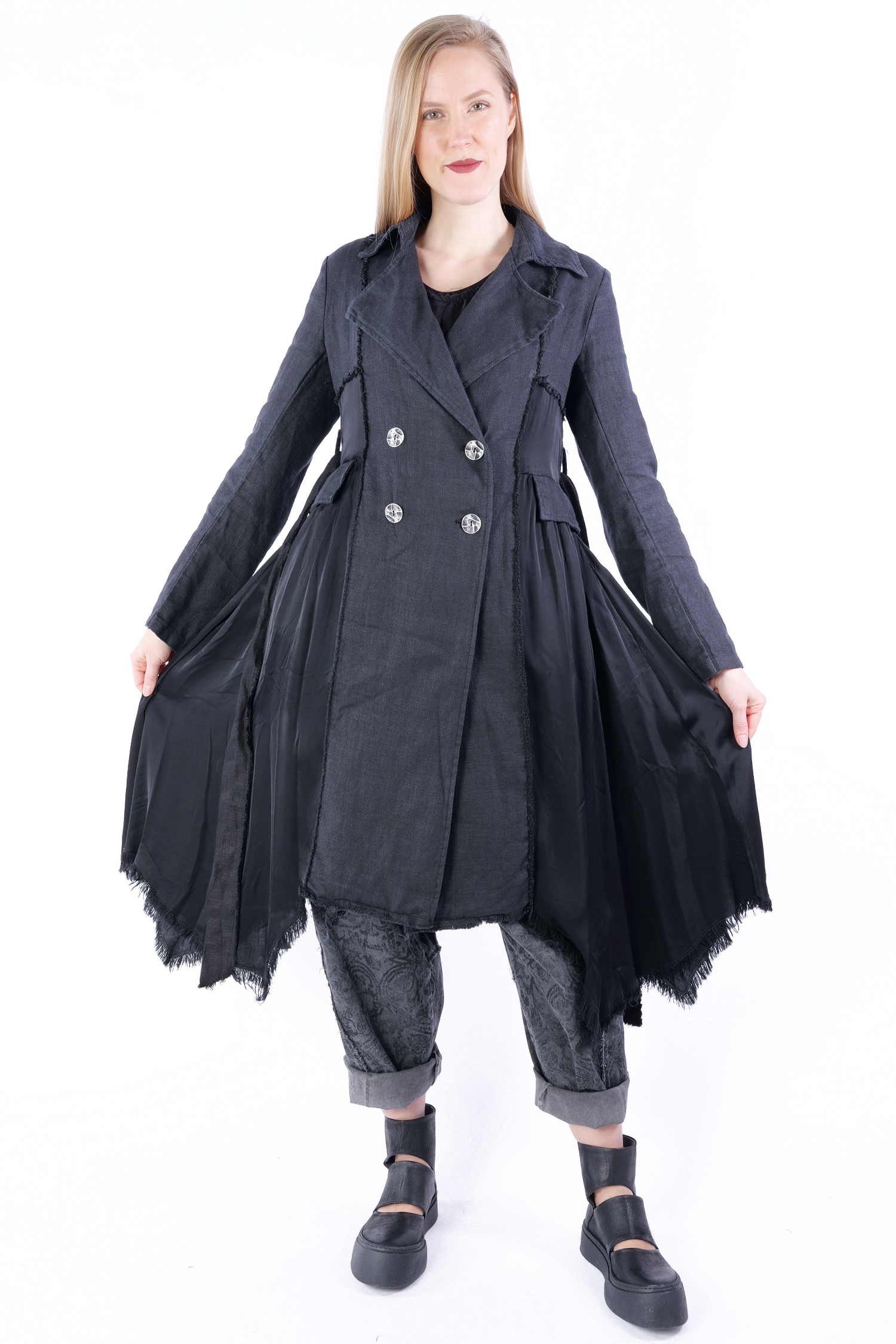 Detailed coat - Black - S18