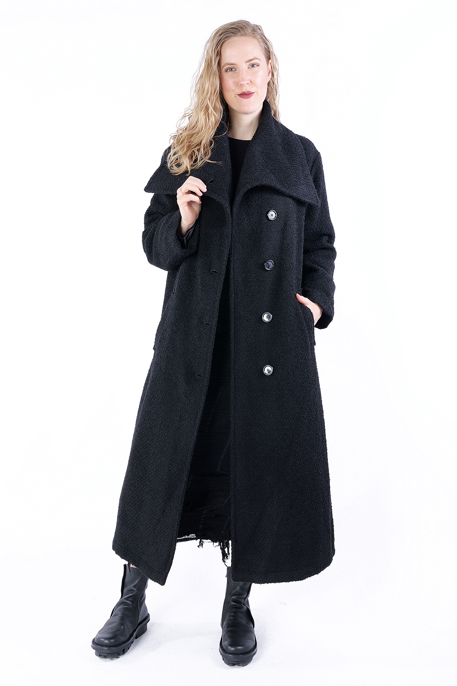 Bouclé winter coat - Black - SA-Mattia-Boucle