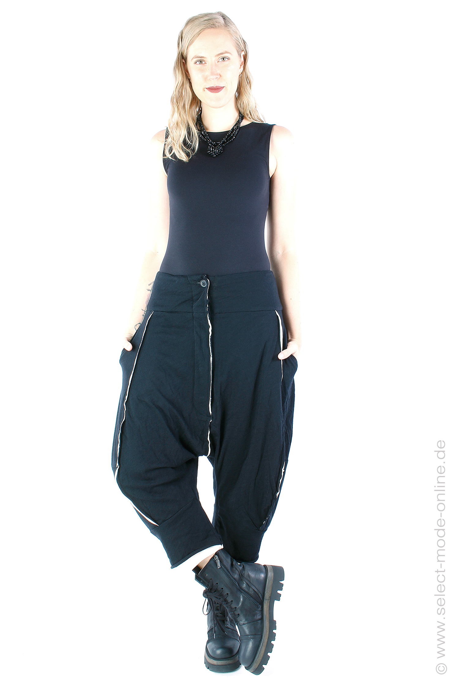 Two tone wool pants - Black bone - 2241190104