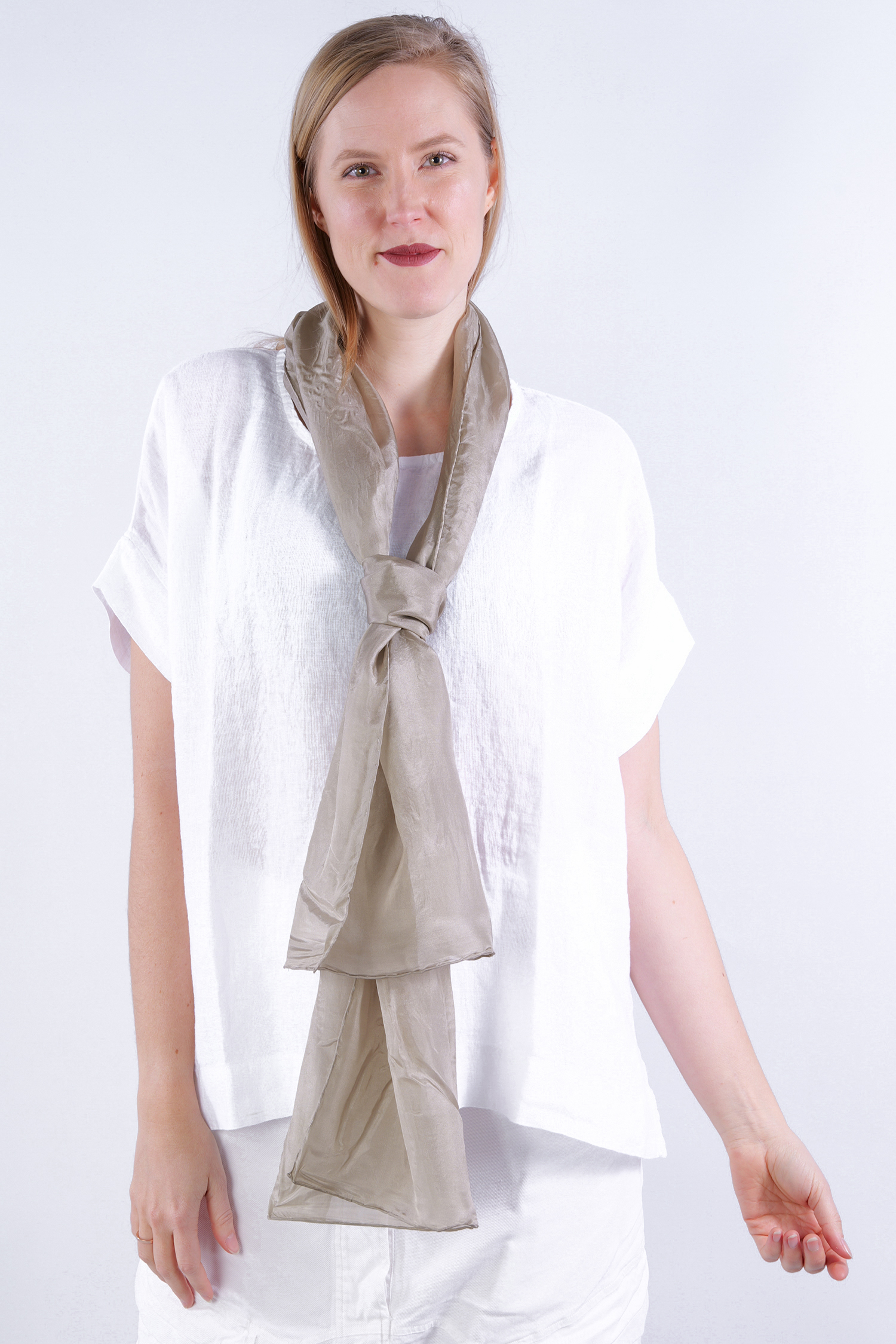 Smooth silk scarf 180x45 - Gelbgrau - Melitta