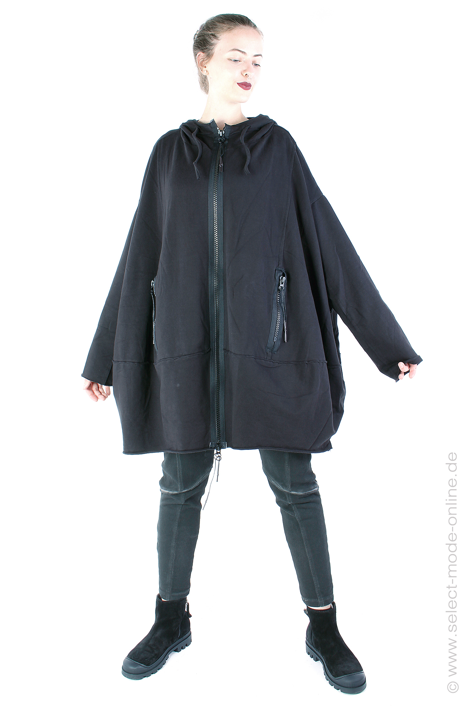 Oversize Sweat jacket  - Black - 23676