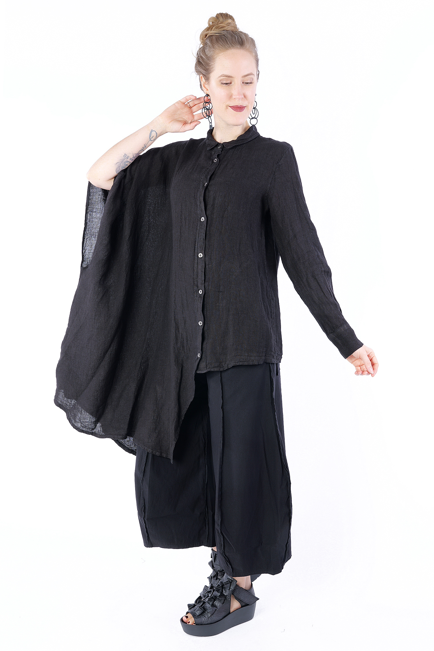 Asymmetrical blouse - Black - W5070